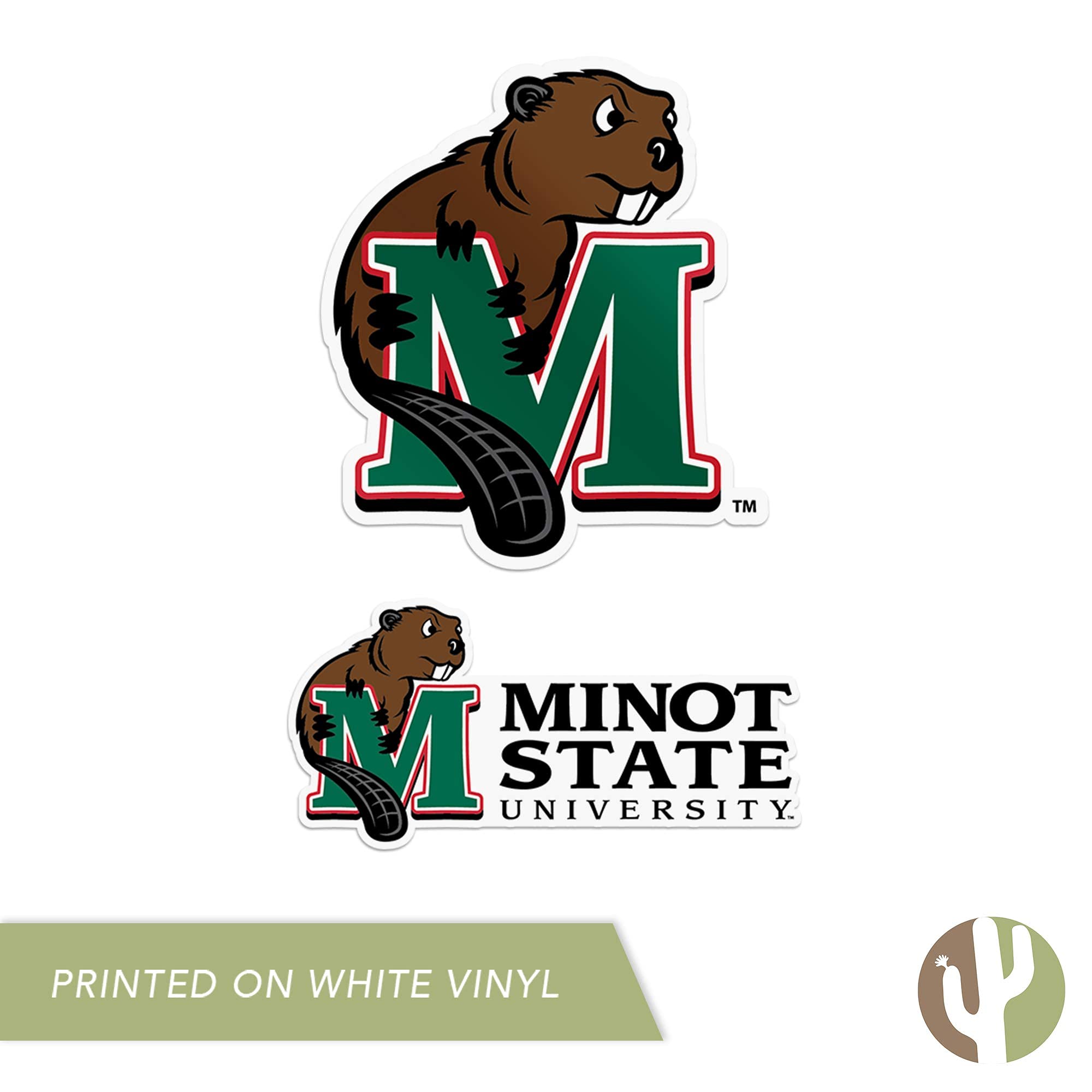 Desert Cactus Minot State University Stickers - MSU Beavers Vinyl Decals for Laptop, Water Bottle, Car & Scrapbooking - 4 Inch Set (13.5x11 Sheet) - Perfect for College Pride, School Spirit & DIY Crafts