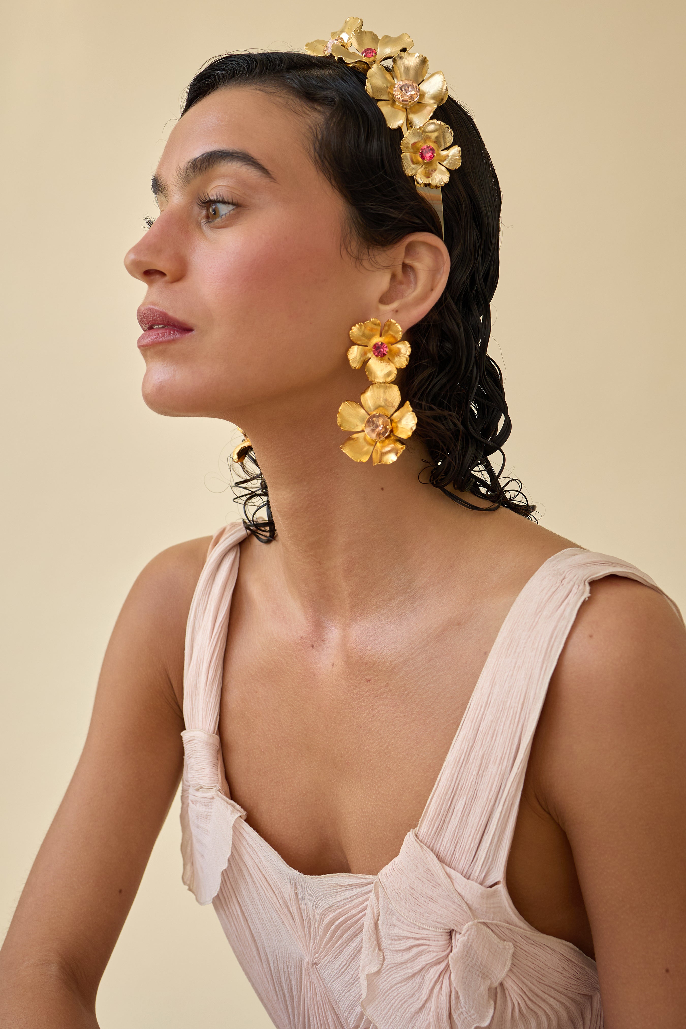 Eden Floral Crystal Drop Earrings for Women – Elegant Dangling Jewelry for Party, Wedding & Evening Wear – Handmade Bohemian Style Accessories