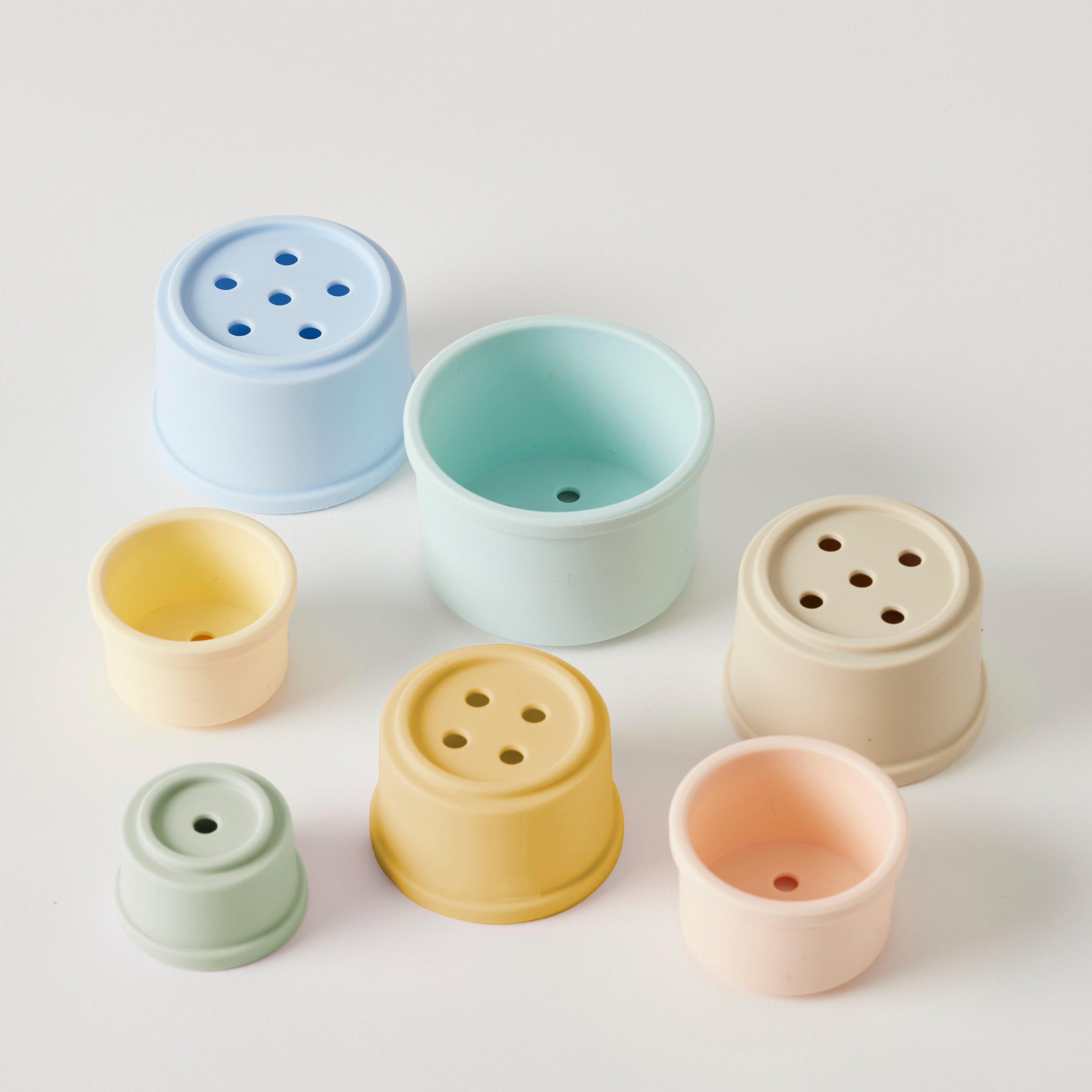 Pastel Bathtime Stacking Cups for Toddlers - 6 Piece Baby Bath Toy Set with Numbers & Animal Designs - Fun Learning Toys for Bathtub Playtime & Sensory Development