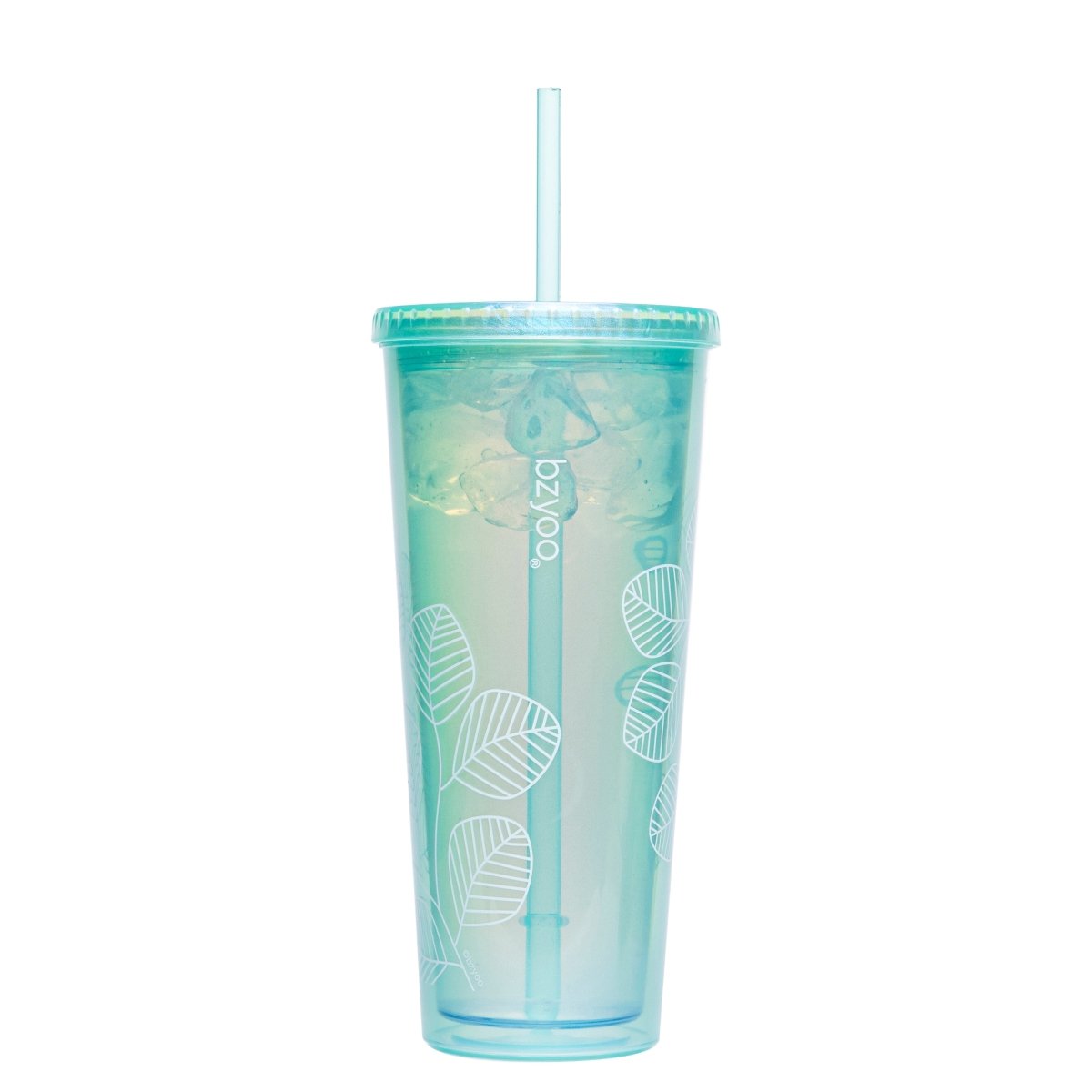 24oz Double Wall Insulated Plastic Tumbler with Lid & Straw - Pearl Green | Leakproof Travel Cup for Coffee, Iced Tea & Cold Drinks | Perfect for Office, Gym & Outdoor Activities