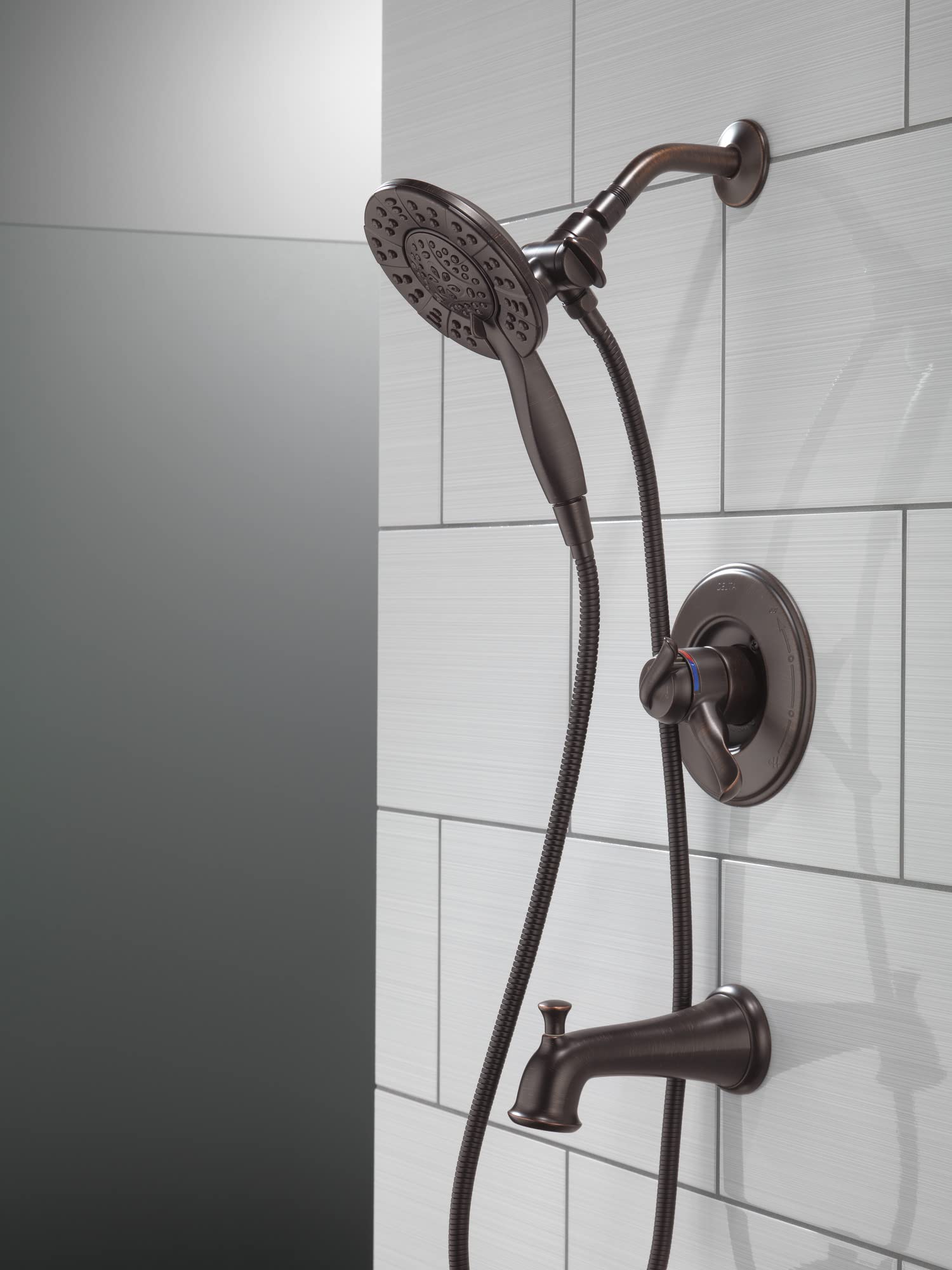 Delta T17494-RB-I Linden 17 Series Tub & Shower Faucet in Venetian Bronze - No Rough-In Required | Perfect for Bathroom Renovations & Modern Home Upgrades