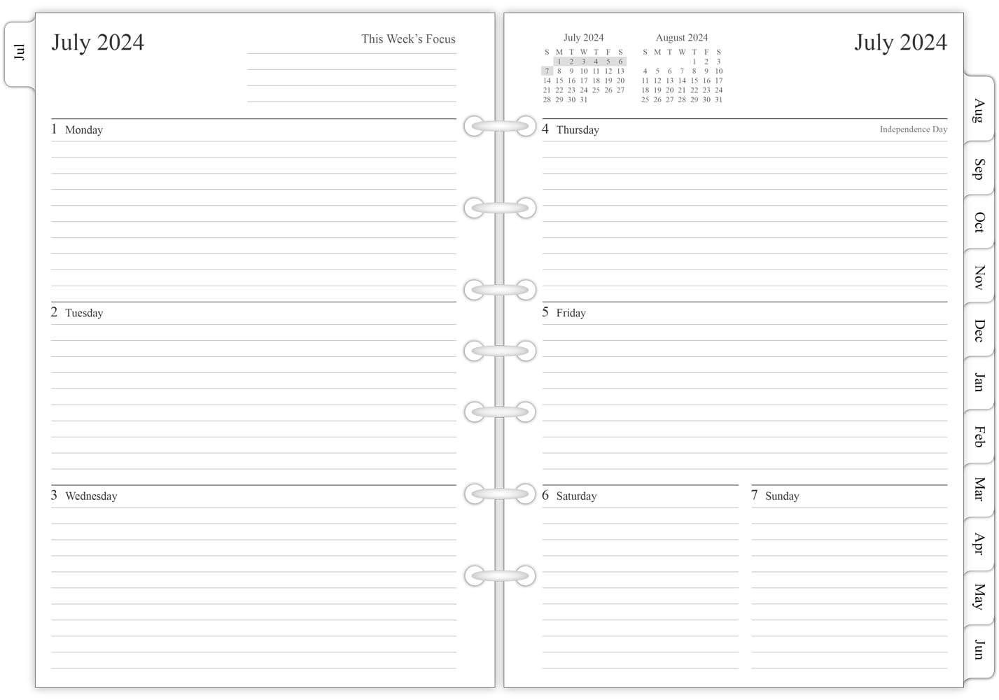 Newestor 2024-2025 Weekly & Monthly Planner Refill - July 2024 to June 2025 Calendar - 5.5