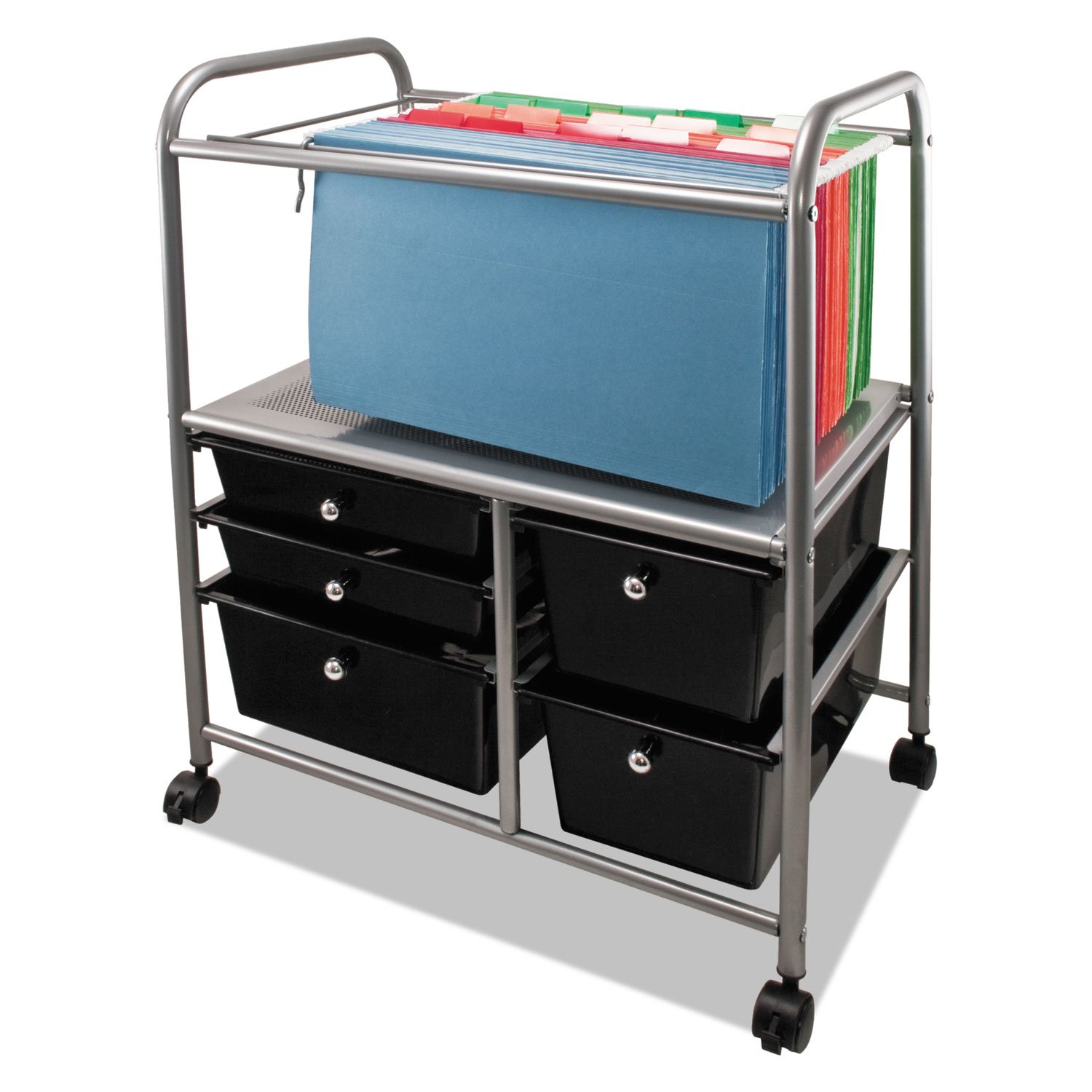 Advantus 5-Drawer File Cart - Black Office Storage for Legal/Letters