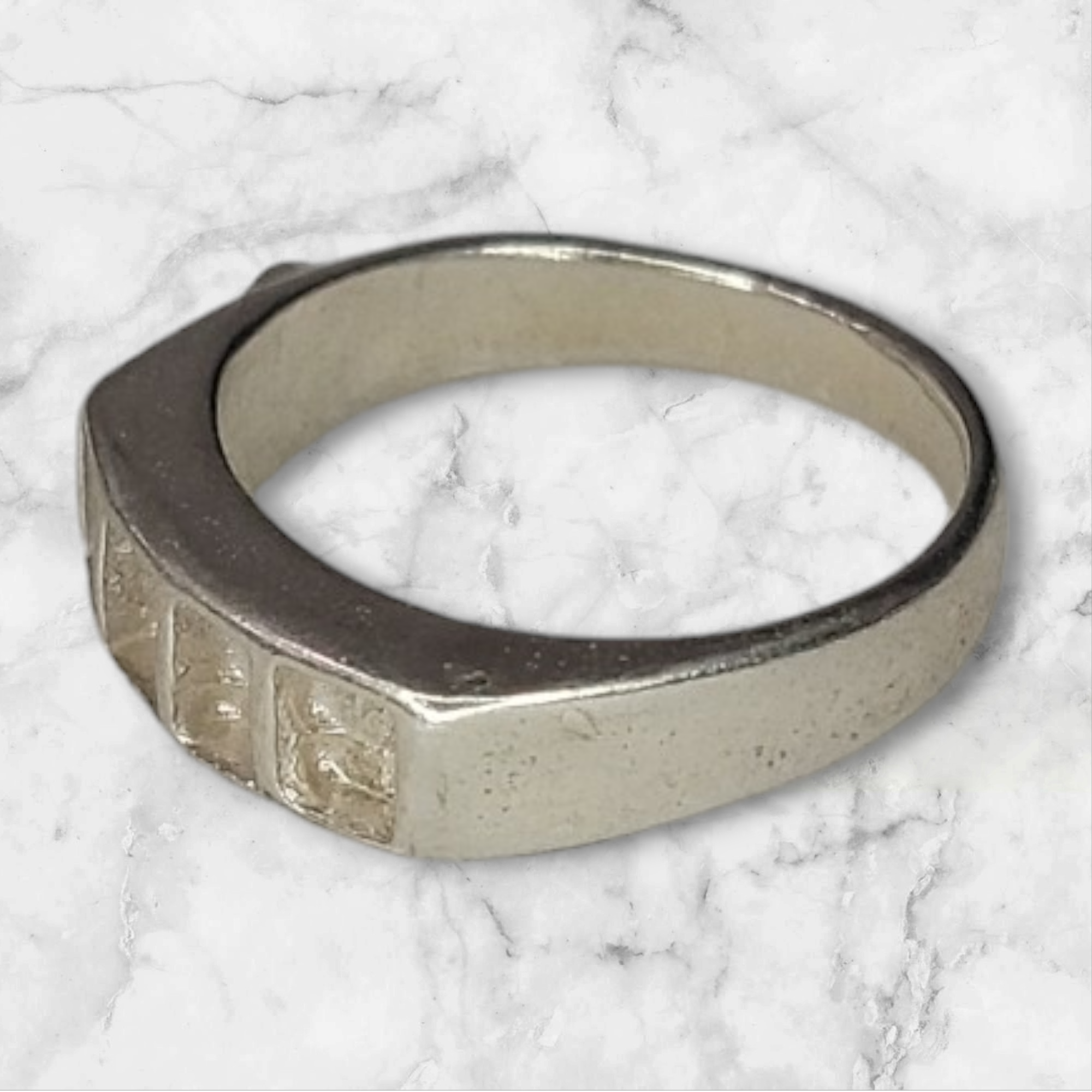 Solid Sterling Silver Inlay Rectangle Blank Setting for DIY Jewelry Making - Rough Cast Empty Ring Base for Carving & Engraving - Size 4-7 - Perfect for Silversmiths & Handcrafted Jewelry Projects (Wedding Bands, Engagement Rings, Artisan Creations)