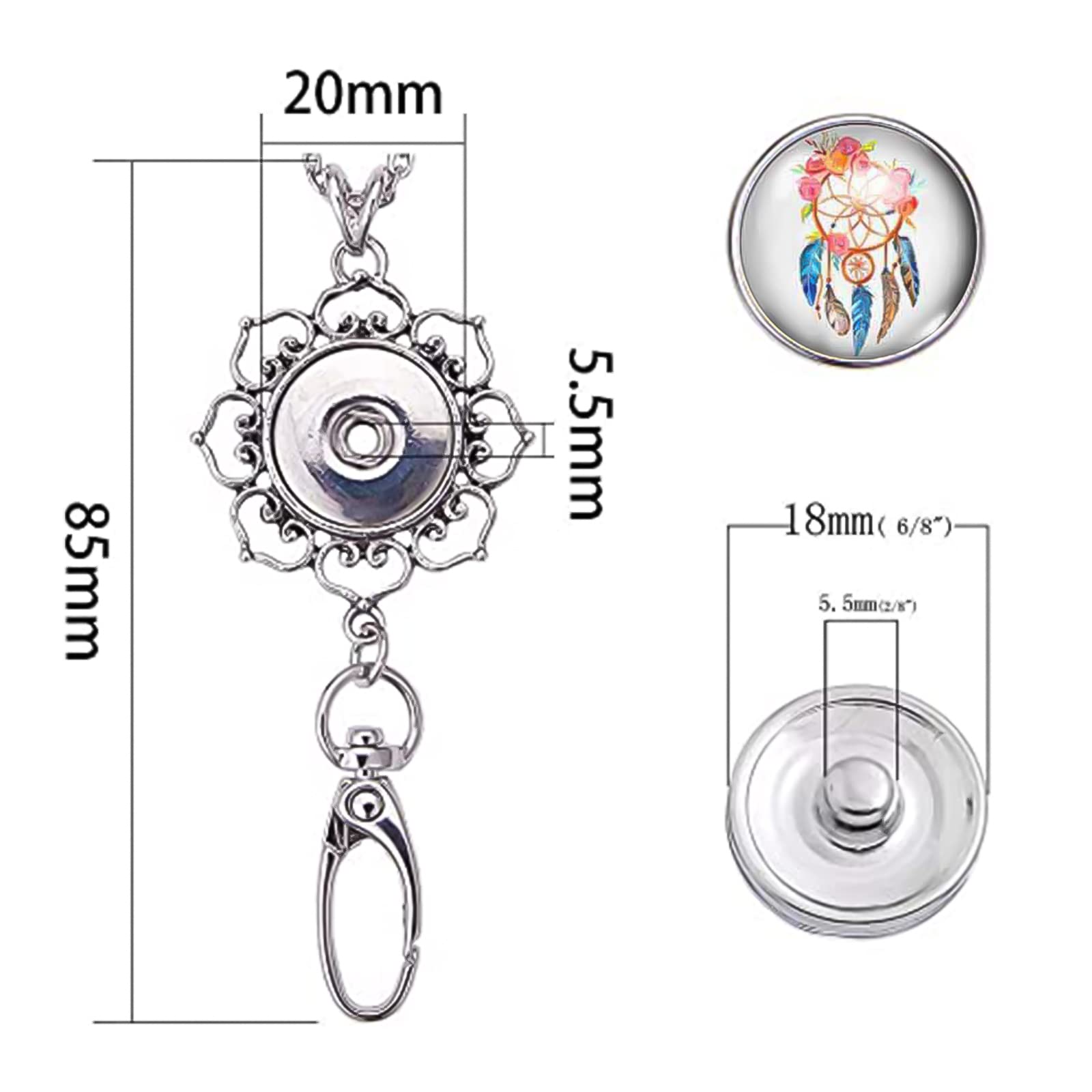 Teacher Lanyards for ID Badges - 12Pcs Stainless Steel Chain with Snap Buttons for Office & Keys