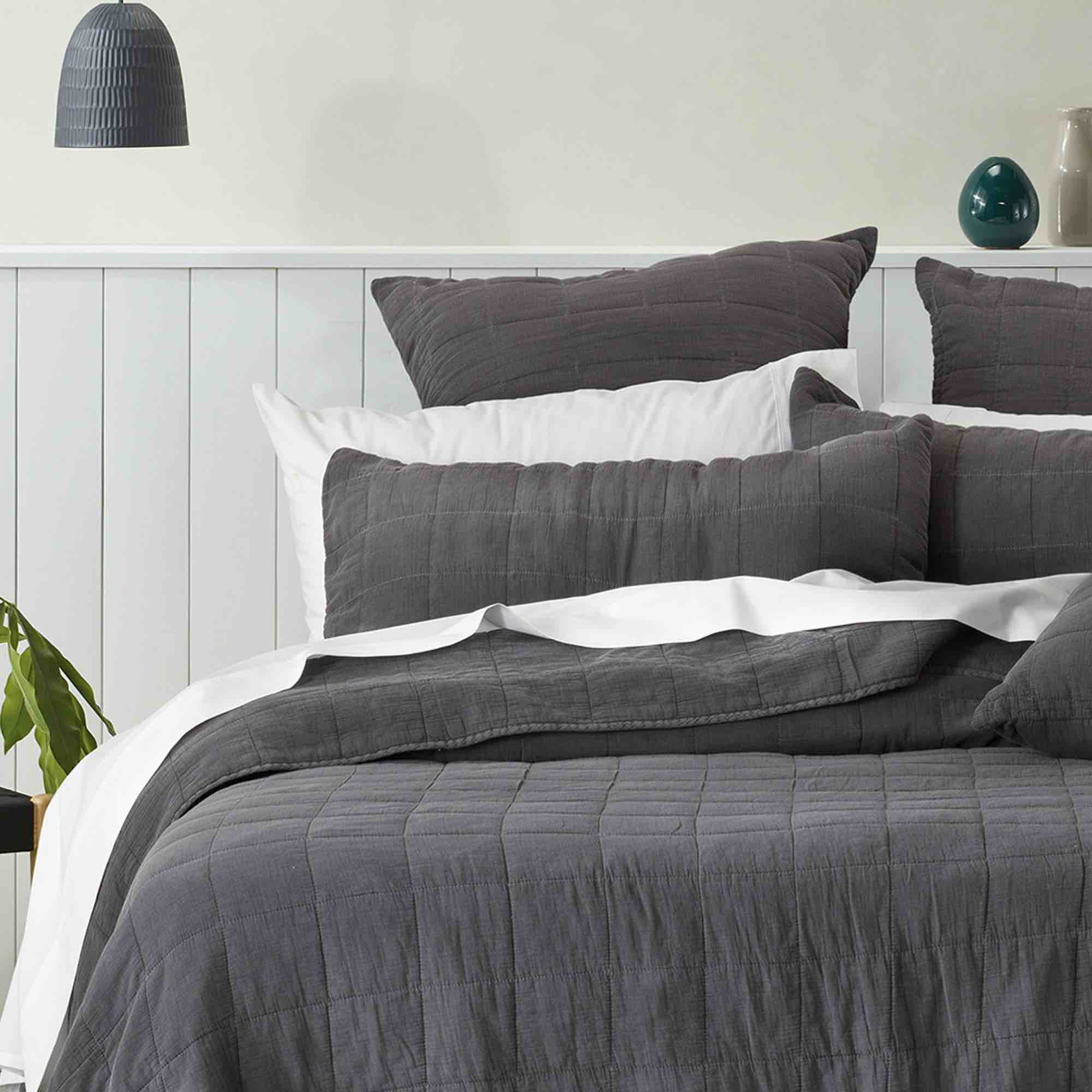 Premium European Pillowcase Set - Soft 100% Cotton Coal Black - Luxury Bedding for Home, Hotel & Airbnb - Bianca Collection