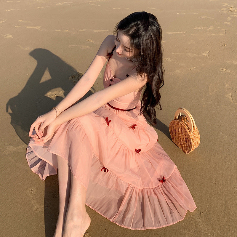Gentle Fairy Dress - Sweet Pink Mid-Length Party Dress for Girls | Perfect for Birthday, Tea Party & Special Occasions