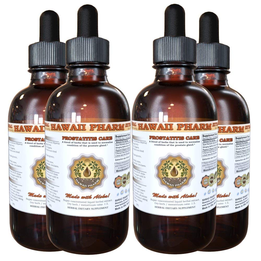 Natural Prostate Support Supplement with Pygeum Africanum, Saw Palmetto & Nettle Leaf - Alcohol-Based Herbal Tincture (4x4oz) for Men's Urinary Health & BPH Relief - Supports Nighttime Comfort & Active Lifestyle