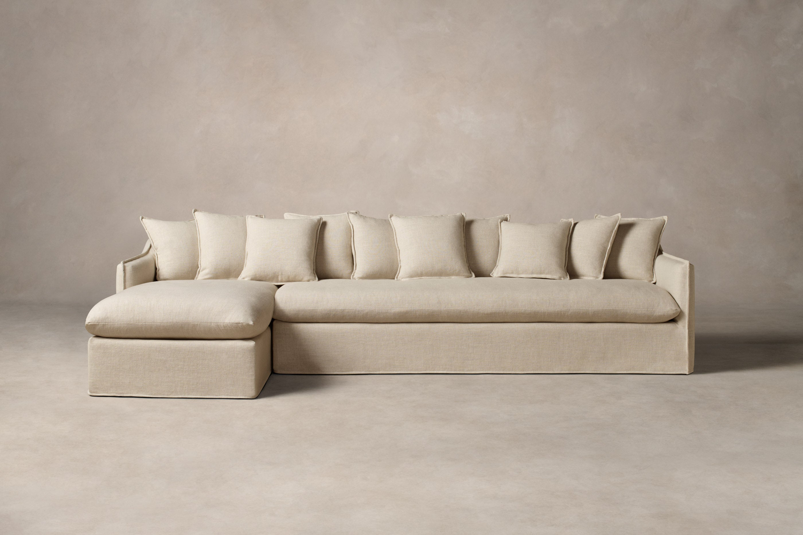 Dune Sectional Sofa - Performance Linen Weave Fabric in Prairie Color | Modern Living Room Furniture for Comfortable Lounging & Entertaining