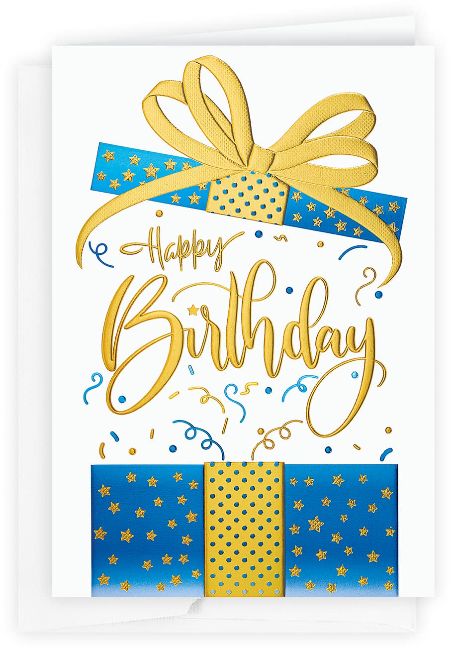 1 Count Foil Lined Birthday Card & Envelope - Perfect for Parties