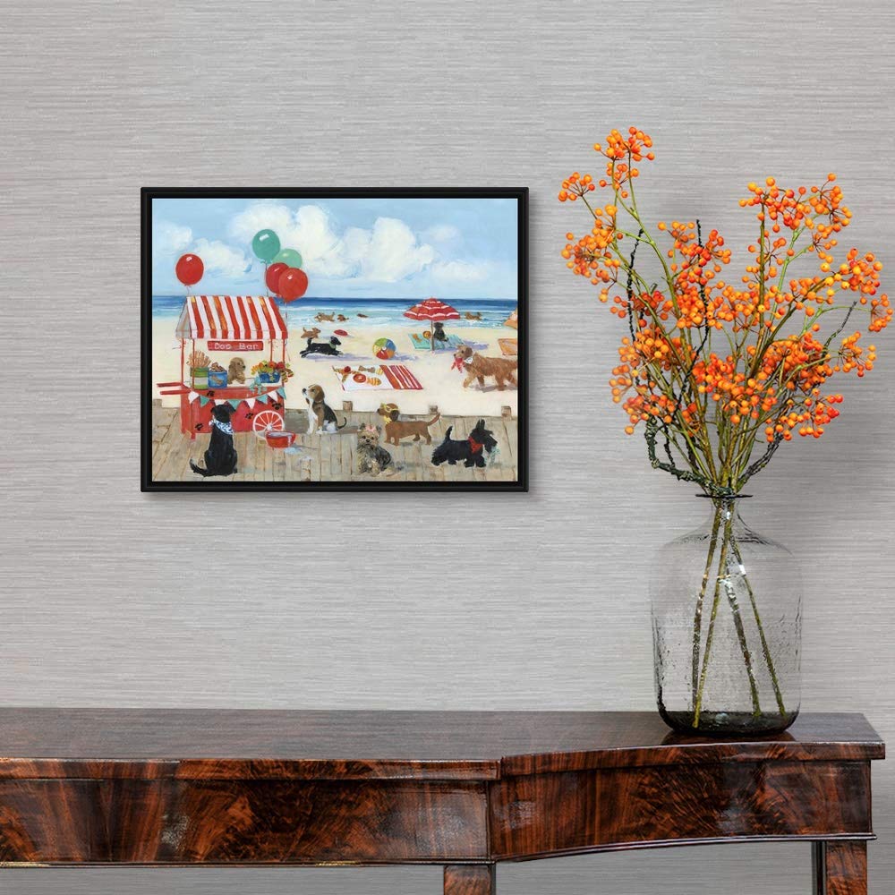 Beach Bark Park Black Float Frame Canvas Art - Modern Wall Decor for Living Room, Bedroom & Office - Perfect for Coastal & Nautical Home Decor