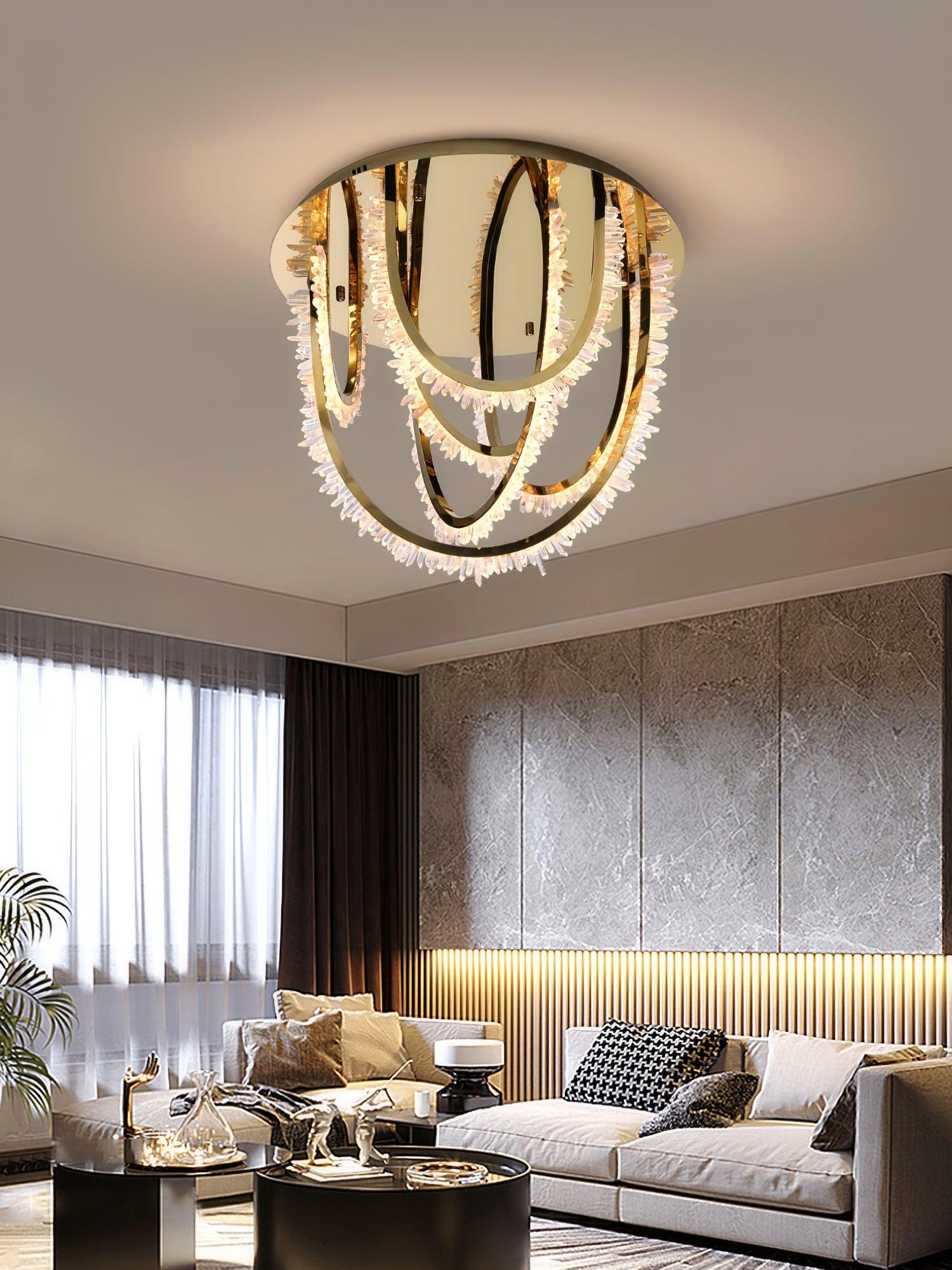 Elegant Crystal Chandelier Ceiling Light Fixture - Modern Dining Room & Bedroom Lighting for Home Decor
