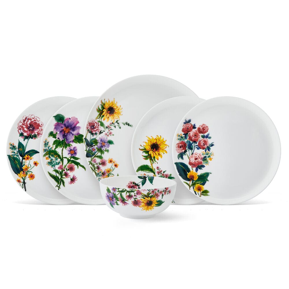 Garden of Petals 12-Piece Dinnerware Set - Porcelain Tableware Service for 4, Elegant Dinner Plates, Salad Plates, Bowls & Mugs - Perfect for Family Dinners, Holiday Entertaining & Restaurant-Style Dining