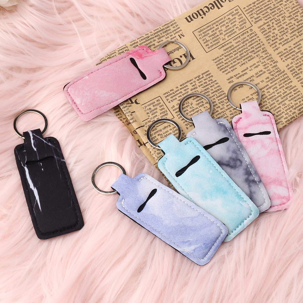 5 Pcs Lip Balm Holder Keychain for Women - Cute Chapstick Keychain Holder, Stocking Stuffers Gift for Her - Perfect for Purses, Backpacks & Keyrings (Lipstick, EOS, Burt's Bees)