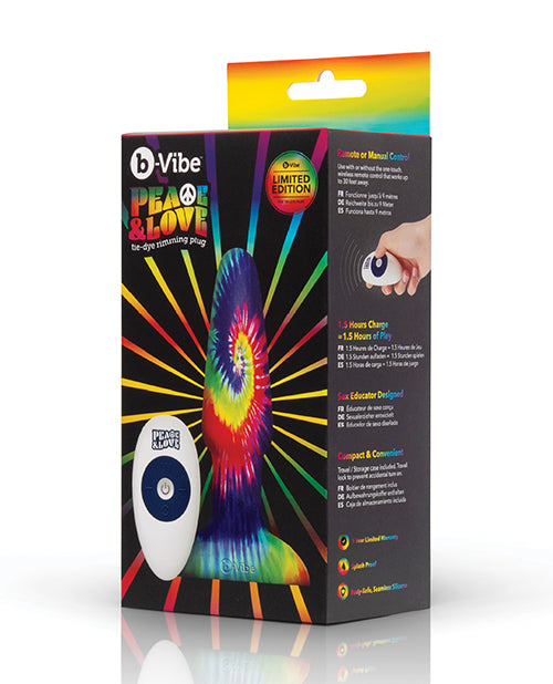 B Vibe Peace & Love Tie Dye Rimming Plug Special Edition - Anal Training Toy for Couples & Solo Play - Perfect for Sensual Exploration & Enhanced Pleasure