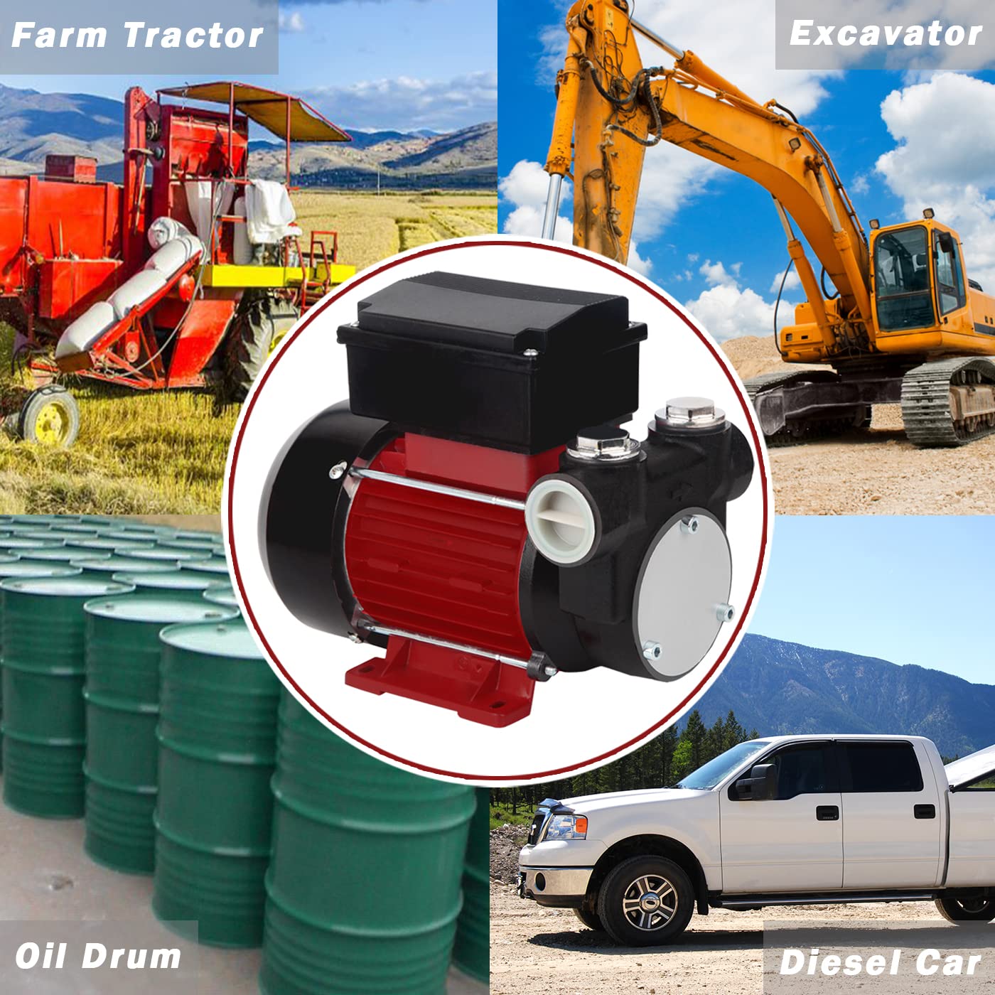 TOPWAY 110V AC 15GPM Electric Self-Priming Oil Transfer Pump - Heavy Duty Fuel, Diesel, Kerosene & Biodiesel Pump for Home, Farm & Industrial Use