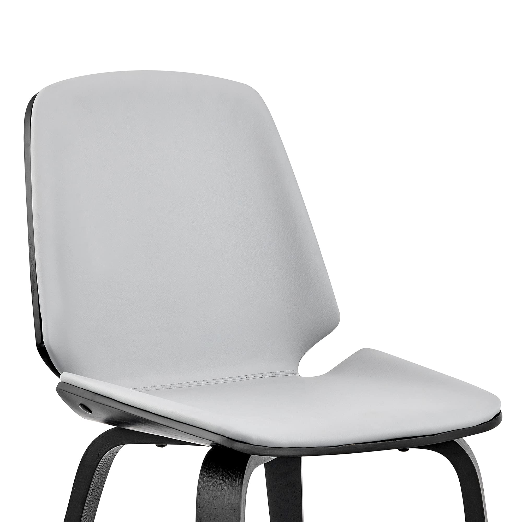 Armen Living Brinley Mid Century Modern Dining Chair - Gray Faux Leather & Black Wood Accent Side Chair for Kitchen, Table, Desk, Vanity | Perfect for Dining Rooms, Home Offices & Bedroom Makeup Areas