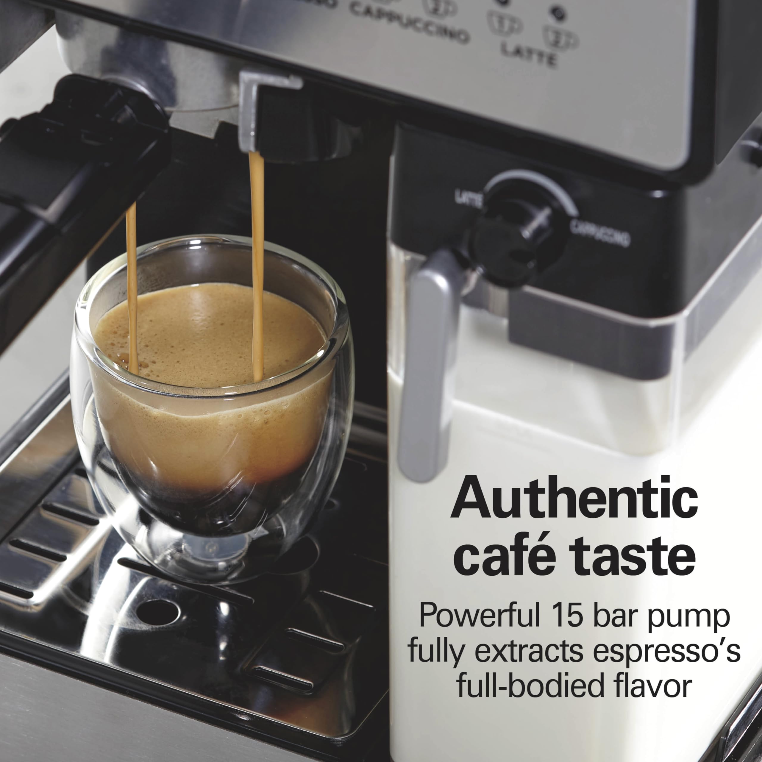 Hamilton Beach 40750 Slide & Lock Espresso Machine - 15 Bar Pump Coffee Maker with Milk Frother for Café-Quality Cappuccino & Latte - 70oz Removable Water Tank - Black | Perfect for Home Baristas & Coffee Lovers (Office, Kitchen, Breakfast Nook)