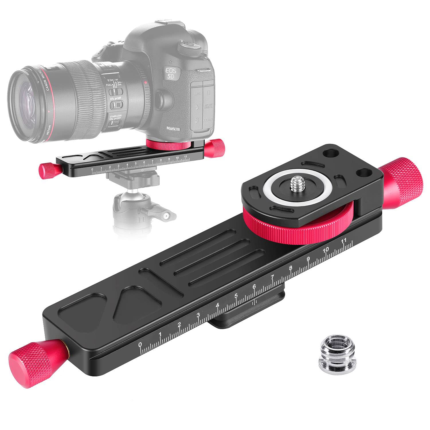Koolehaoda Macro Focusing Rail Slider - 115mm Adjustable Close-up Shooting Clamp Plate with 1/4