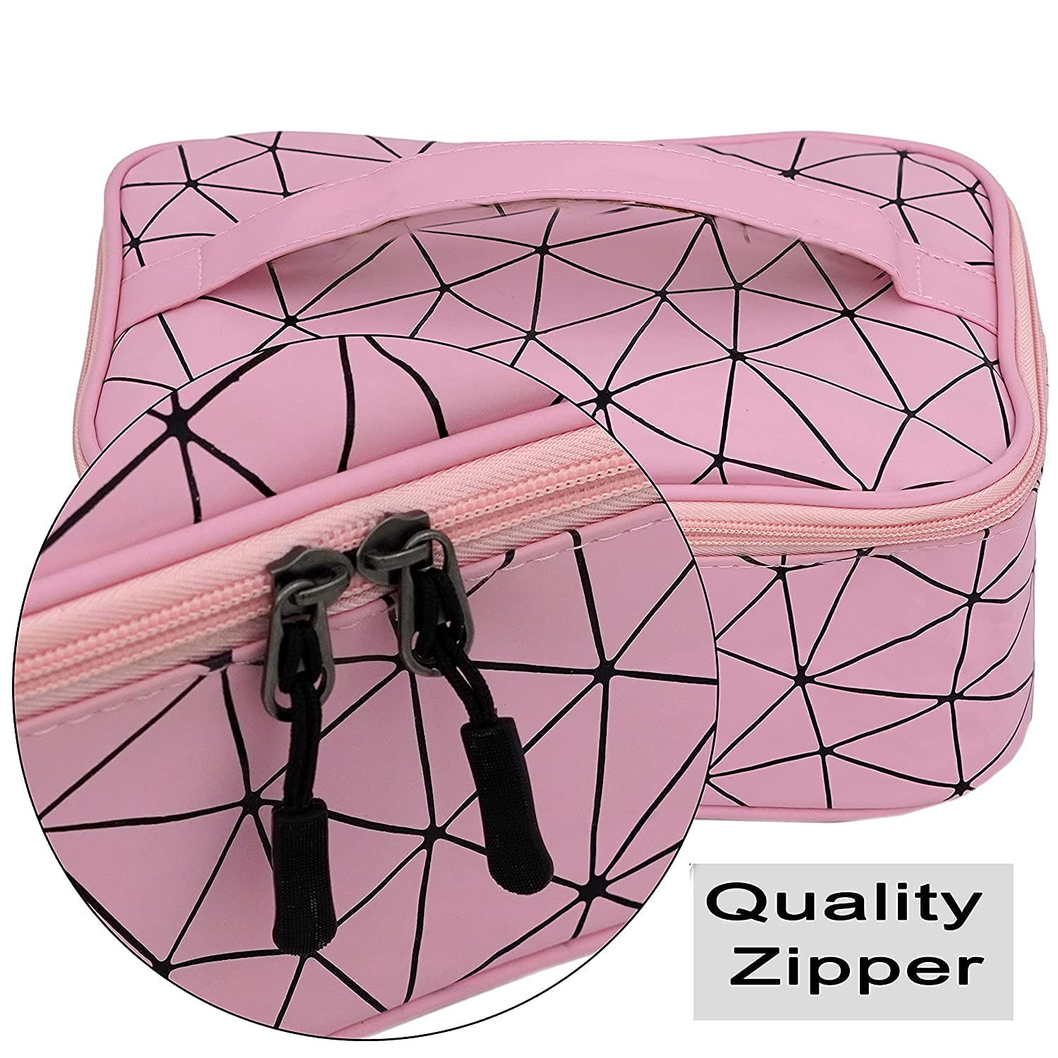 Prisma Cosmetic Travel Pouch - Pink Makeup Organizer for Women & Men, Perfect for Travel & Toiletries
