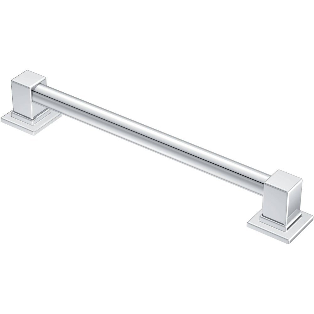 Moen YG8812CH 12-Inch Stainless Steel Bathroom Grab Bar - Chrome Finish, ADA Compliant Safety Handle for Shower, Bathtub & Toilet - Modern Bathroom Accessory for Elderly & Disabled
