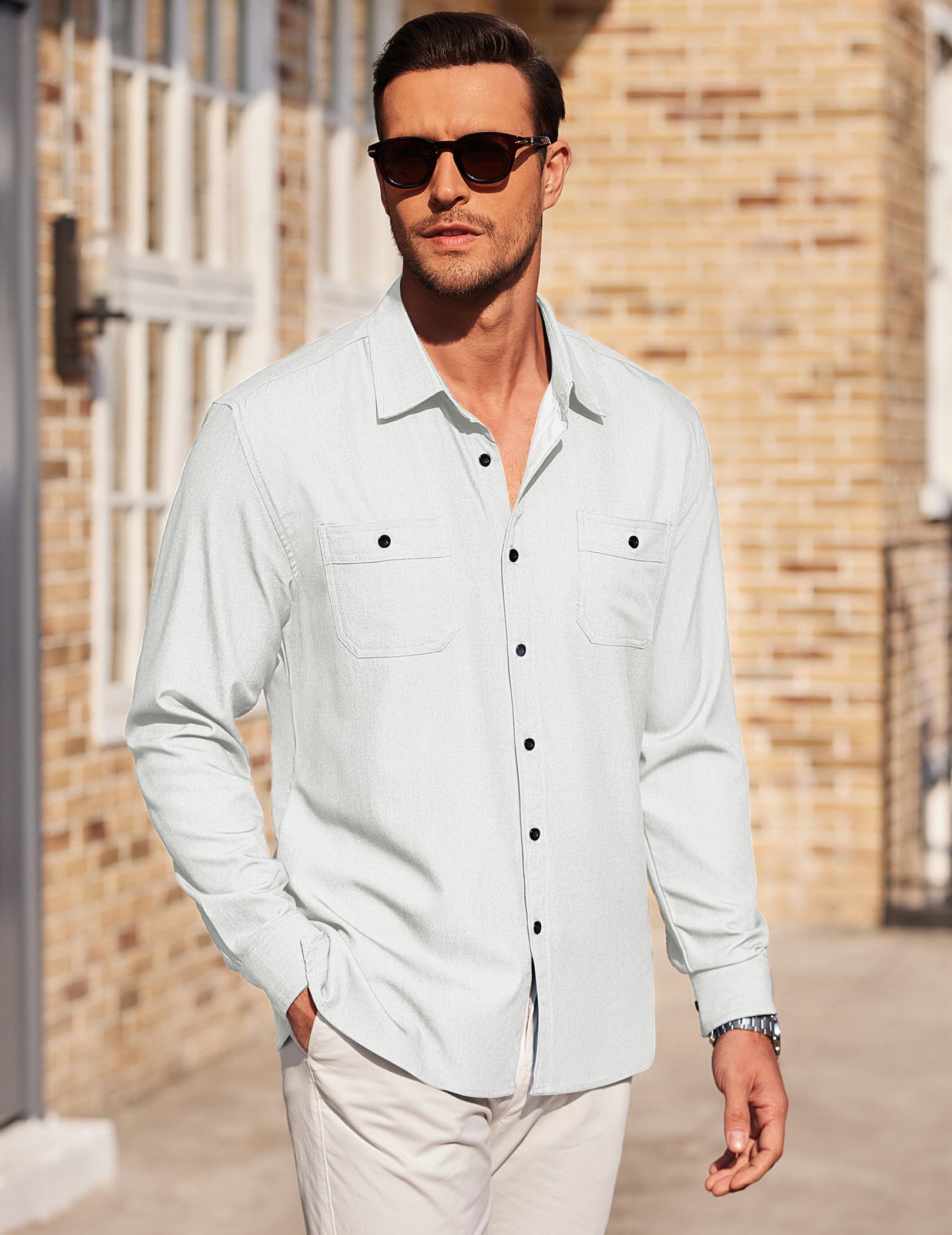 COOFANDY Men's Casual Button Down Shirts - Long Sleeve Wrinkle Free Dress Shirts for Business & Office Wear - Perfect for Work, Date Night & Formal Occasions