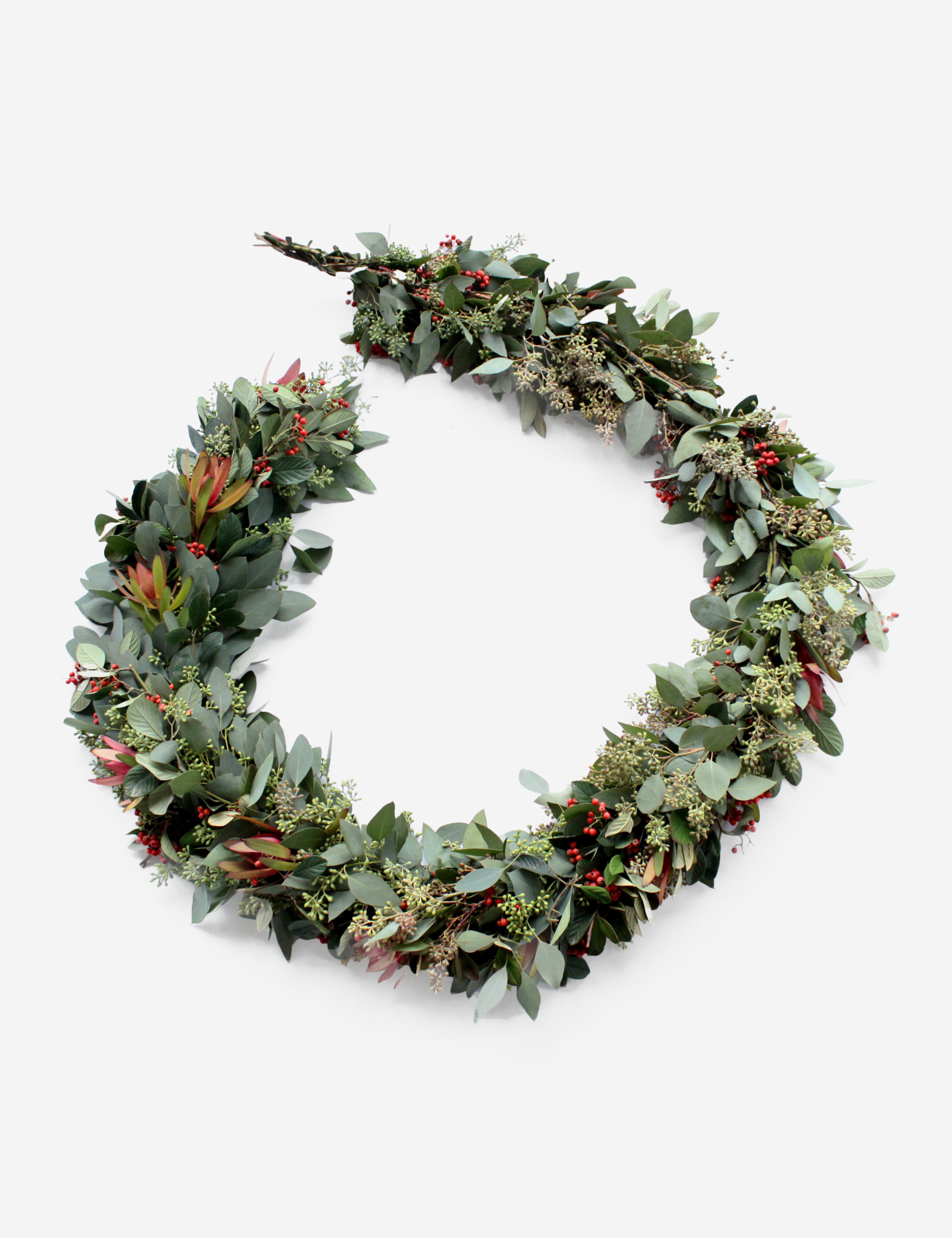 Premium Handmade Winter Garland - Natural Pine & Berries for Holiday Decor - Perfect for Christmas Tree, Mantel, and Front Door Decoration