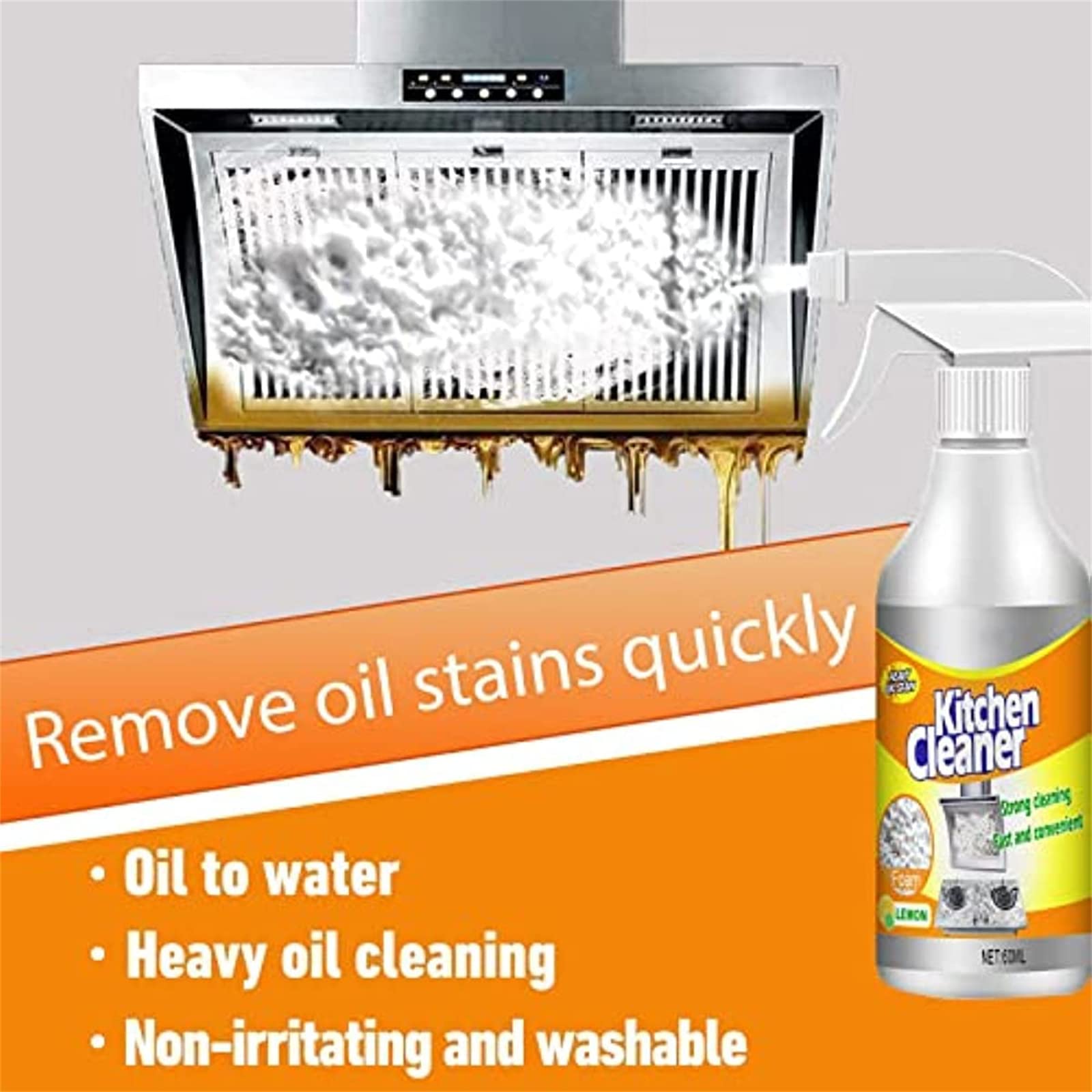 All-Purpose Kitchen Cleaner & Heavy Duty Degreaser Spray - 2 Pack | Powerful Foaming Formula for Stubborn Oil Stains | Safe for Kitchen, Bathroom, Car & Outdoor Grills | Eco-Friendly Multi-Surface Cleaner for Home & Commercial Use