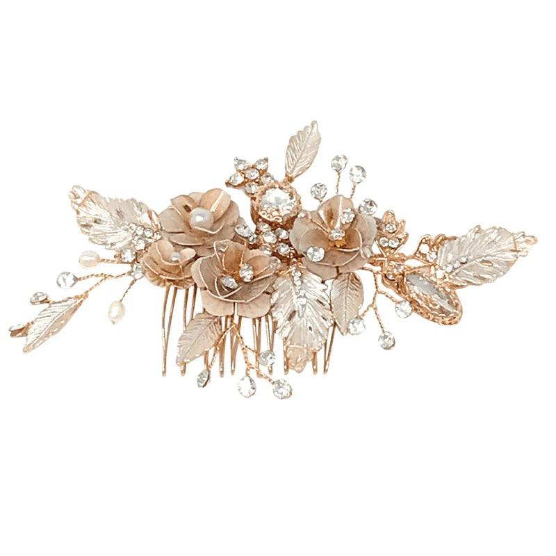 Elegant Bridal Hair Comb with Crystals & Pearls in Blush Pink - Perfect for Weddings, Prom, and Special Occasions