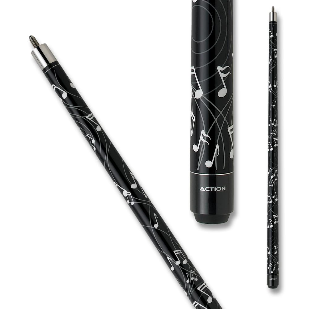 Premium Billiards Pool Cue Stick with Music Notes Design - Professional Tournament & Home Game Accessory - Perfect for Bars, Game Rooms & Pool Halls