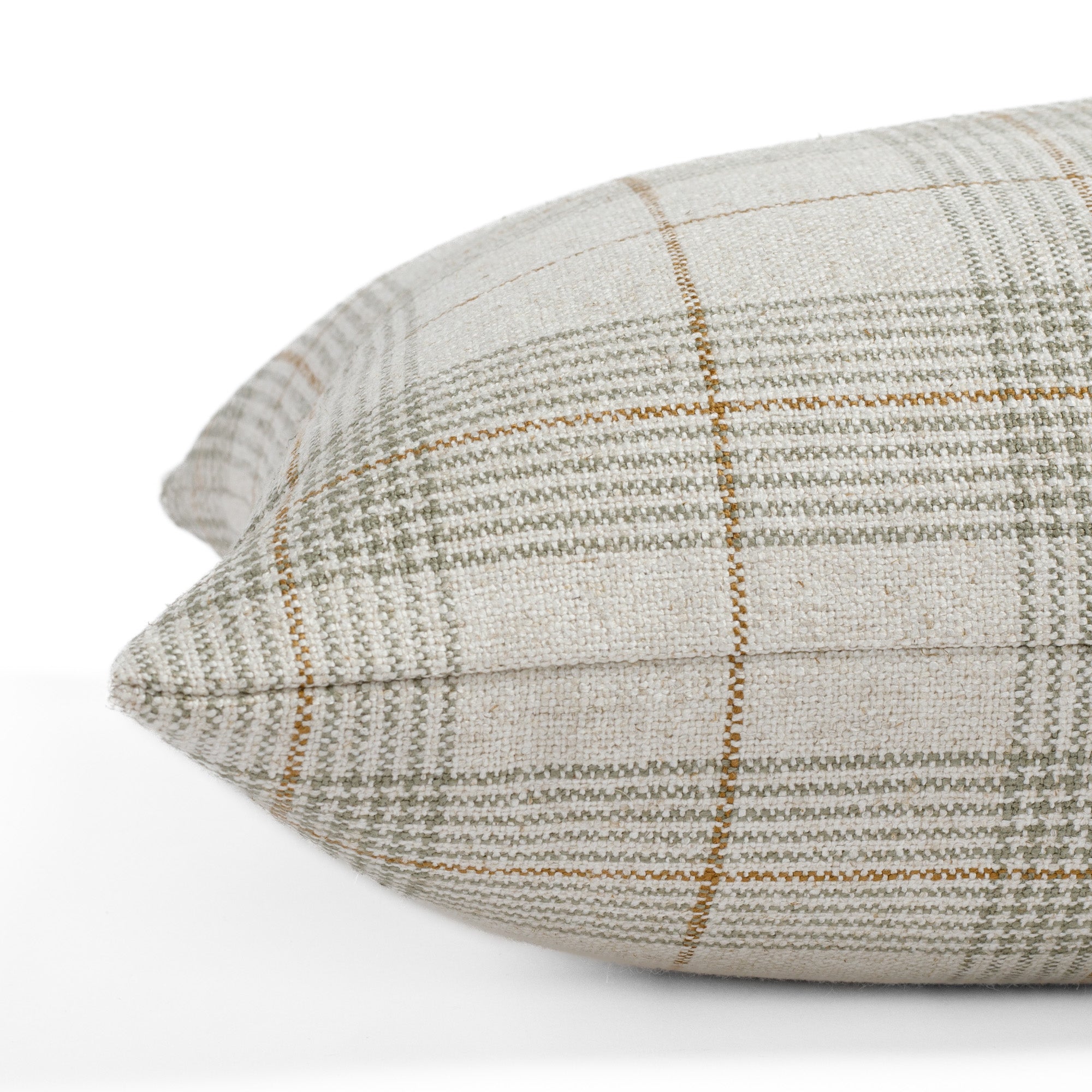 Cabot Plaid 16x42 Bolster Pillow in Sage Green - Decorative Lumbar Support Cushion for Sofa, Bed, or Reading Nook - Soft Cotton Blend Home Decor
