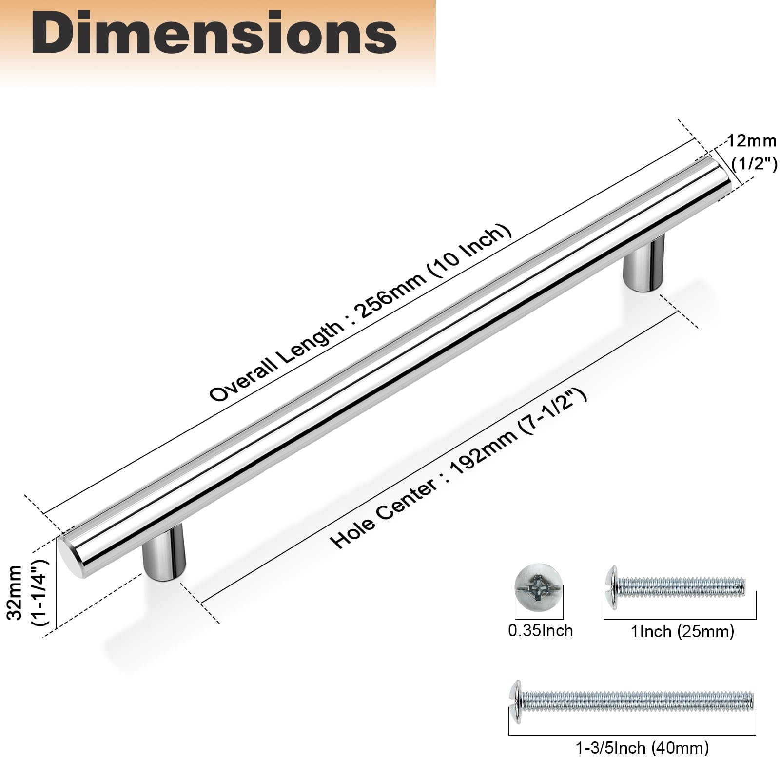 Polished Chrome Cabinet Handles 7.5