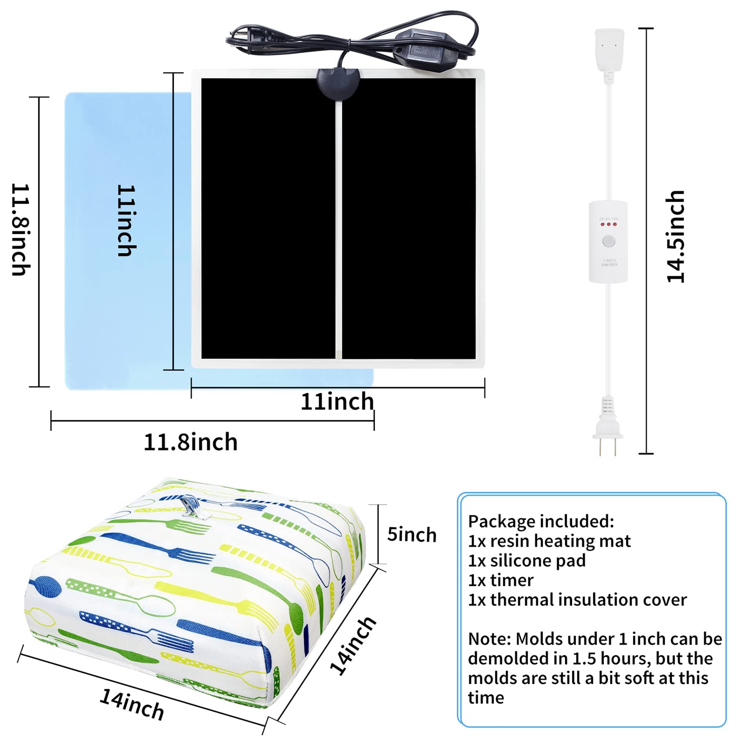 Resin Heating Mat - Fast Drying Curing Machine with Silicone Pad, Adjustable Temperature & Timer, Perfect for Epoxy Resin, DIY Crafts, Jewelry Making - Ideal for Home Studios & Art Workshops