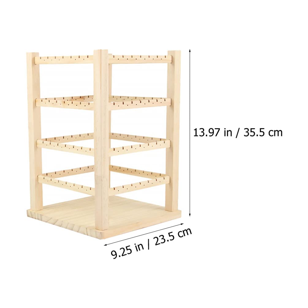HEALLILY Wooden Rotating Jewelry Stand - Earring Holder & Organizer Display Rack for Necklaces, Rings, Bracelets - Perfect for Bedroom, Bathroom, Vanity Dresser & Jewelry Store Display
