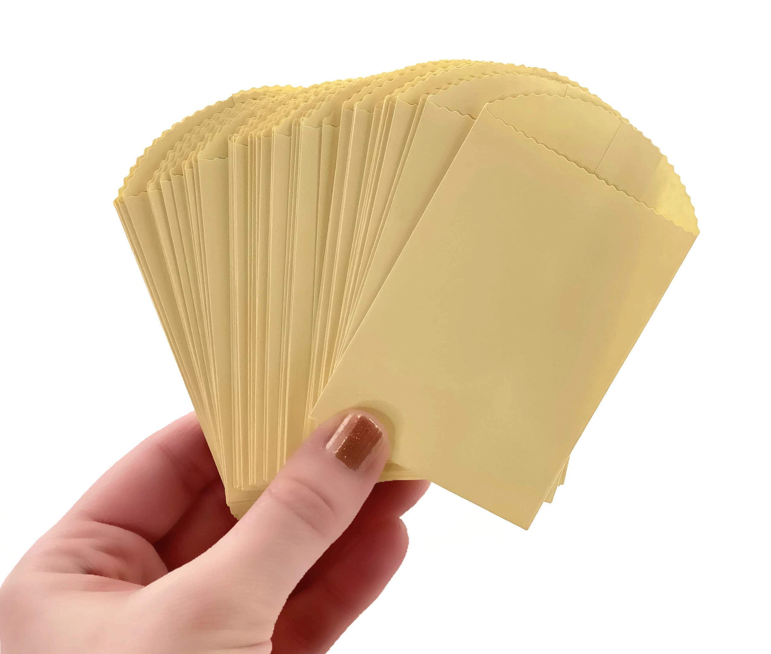 50 Yellow Mini Paper Bags 4x2.5 Inch - Small Party Favor Bags for Wedding, Baby Shower & Birthday - DIY Craft Supplies for Candy, Gifts & Treats - Bulk Pack of 50