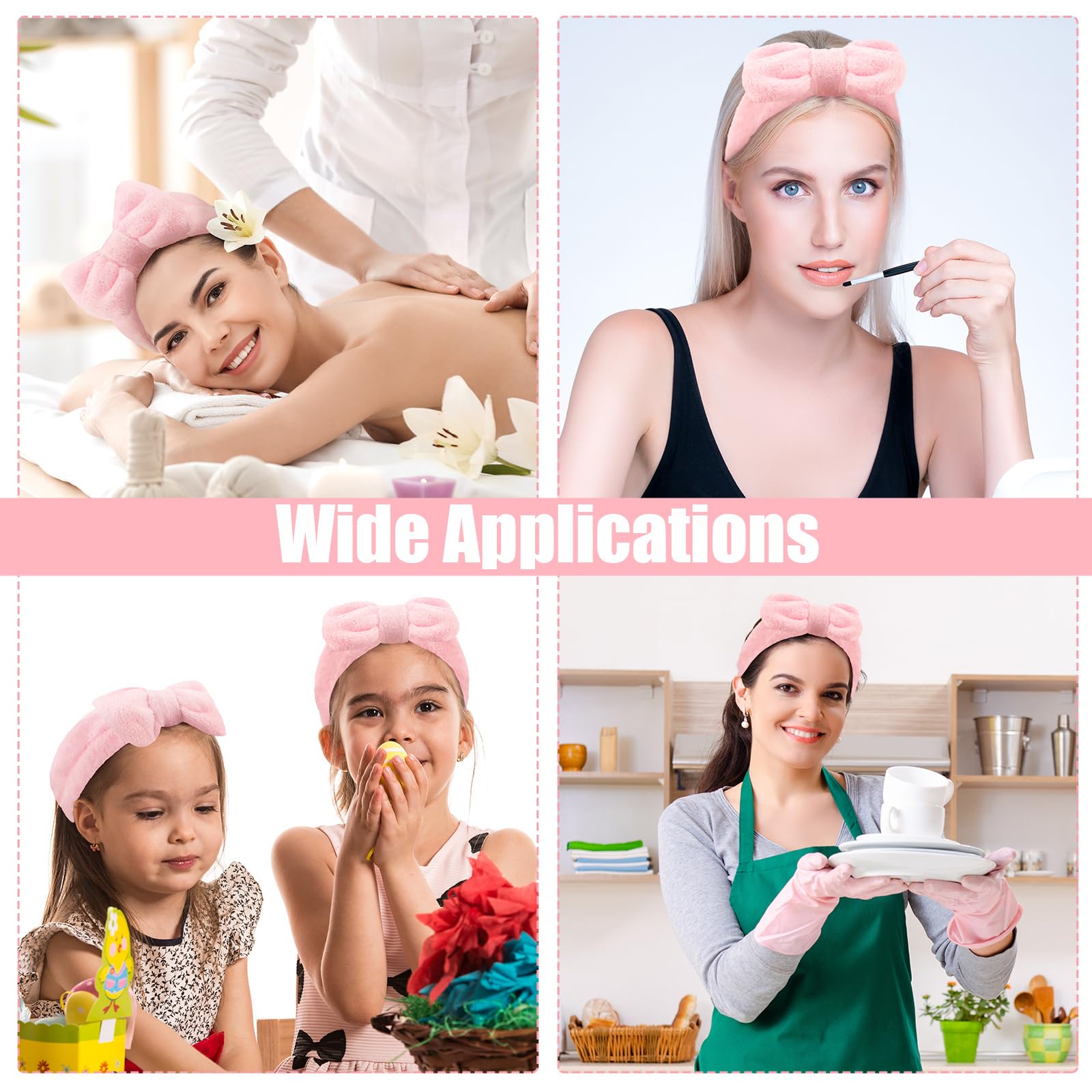 36 Pcs Spa Headbands Bulk - Soft Flannel Fleece Elastic Face Wash Headbands for Women - Hair Wrap, Yoga, Sports, Shower & Skincare (Pink) - Perfect for Spa Days, Makeup Routine & Relaxation at Home