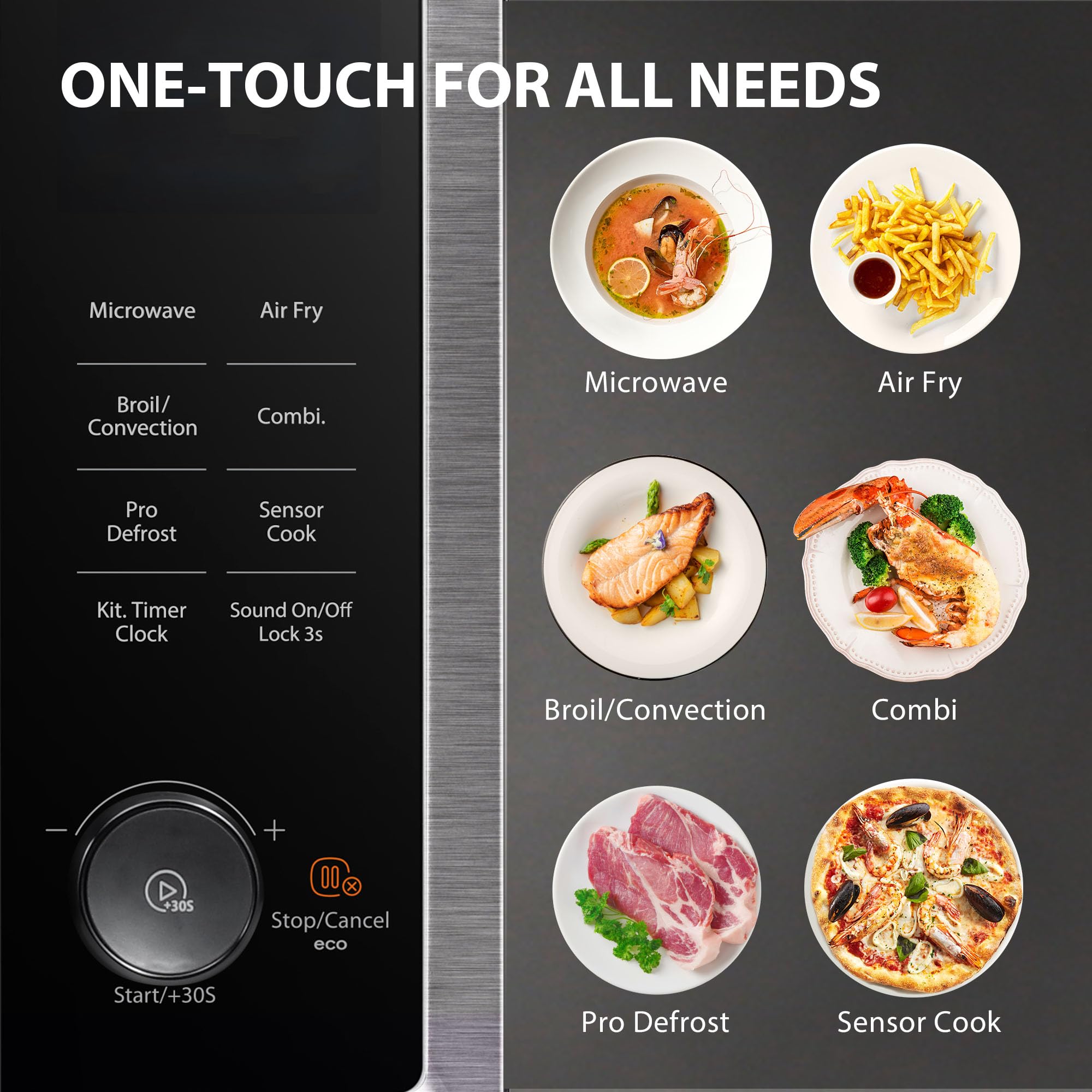 TOSHIBA 1.0 cu.ft Countertop Microwave Oven with Air Fryer Combo - 1000W Inverter Convection Microwave, Broil Function, Speedy Combi, Even Defrost, Humidity Sensor, Mute, 27 Auto Menus - Stainless Steel - Perfect for Small Kitchens, Dorms & Apartments