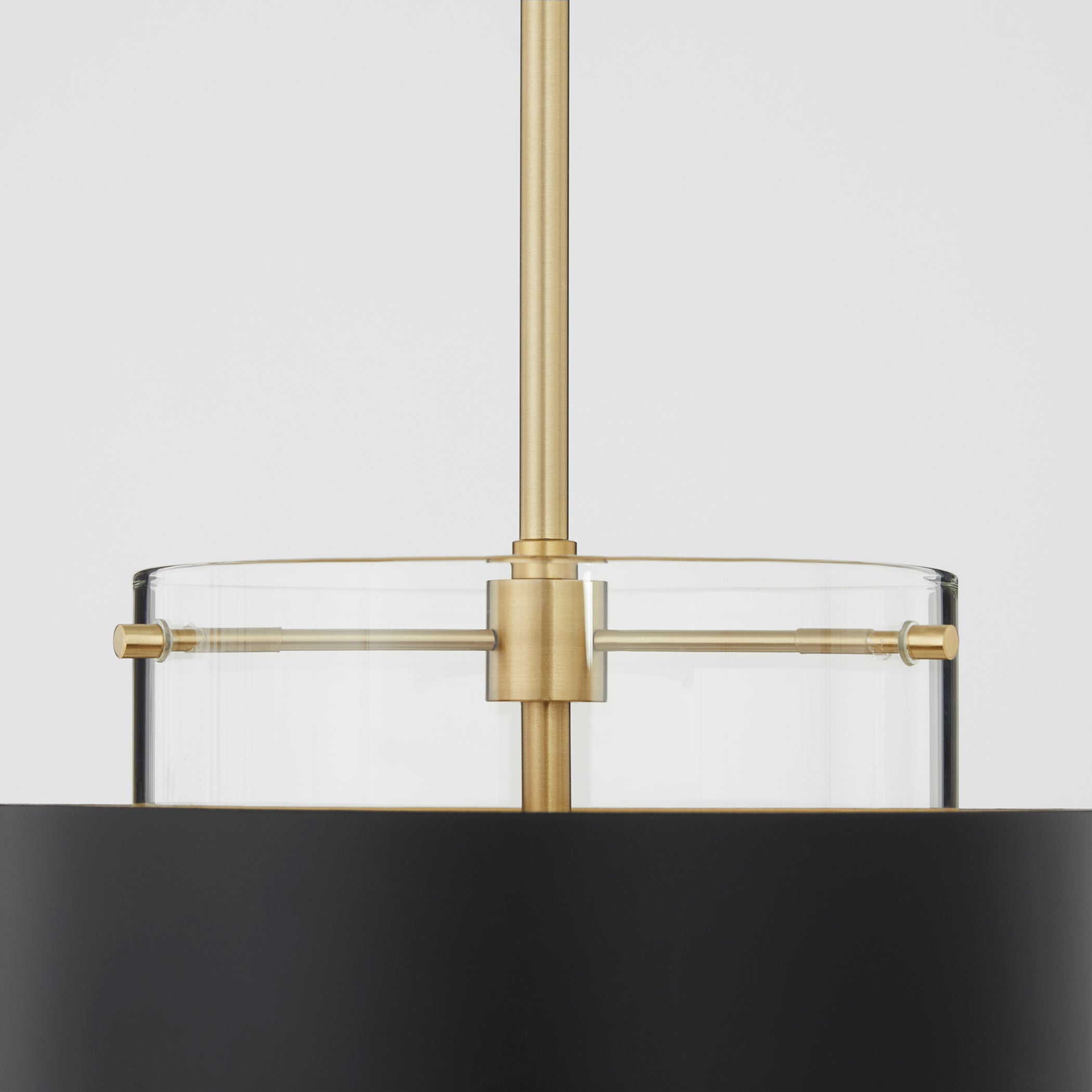 1 Light Pendant Lighting Fixture in Matte Black & Aged Brass - Modern Ceiling Light for Dining Room, Kitchen Island or Bedroom