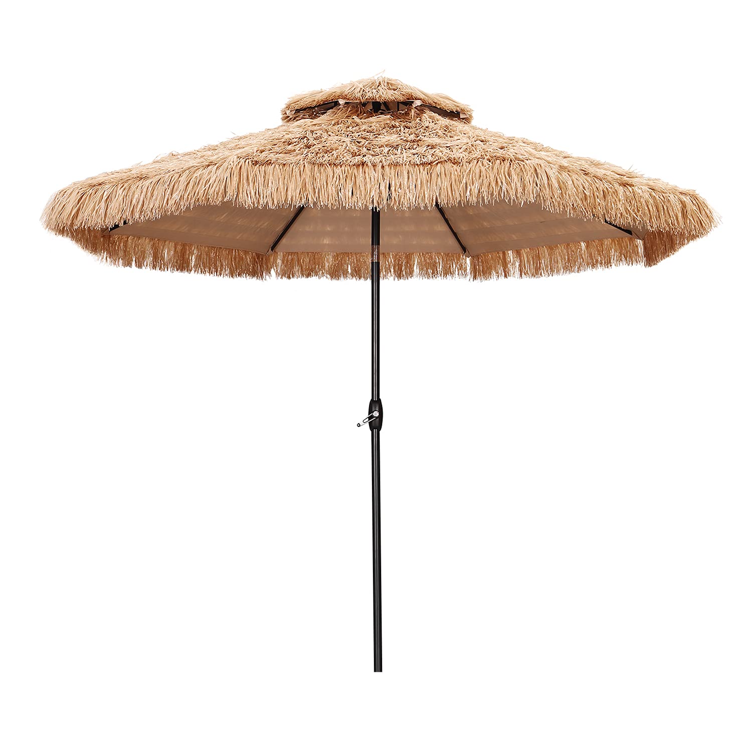 Ainfox Solar Patio Umbrella with LED Lights - Waterproof Outdoor Umbrella with Steel Frame for Garden, Patio, Poolside & Backyard - Perfect for Sun Protection & Nighttime Illumination
