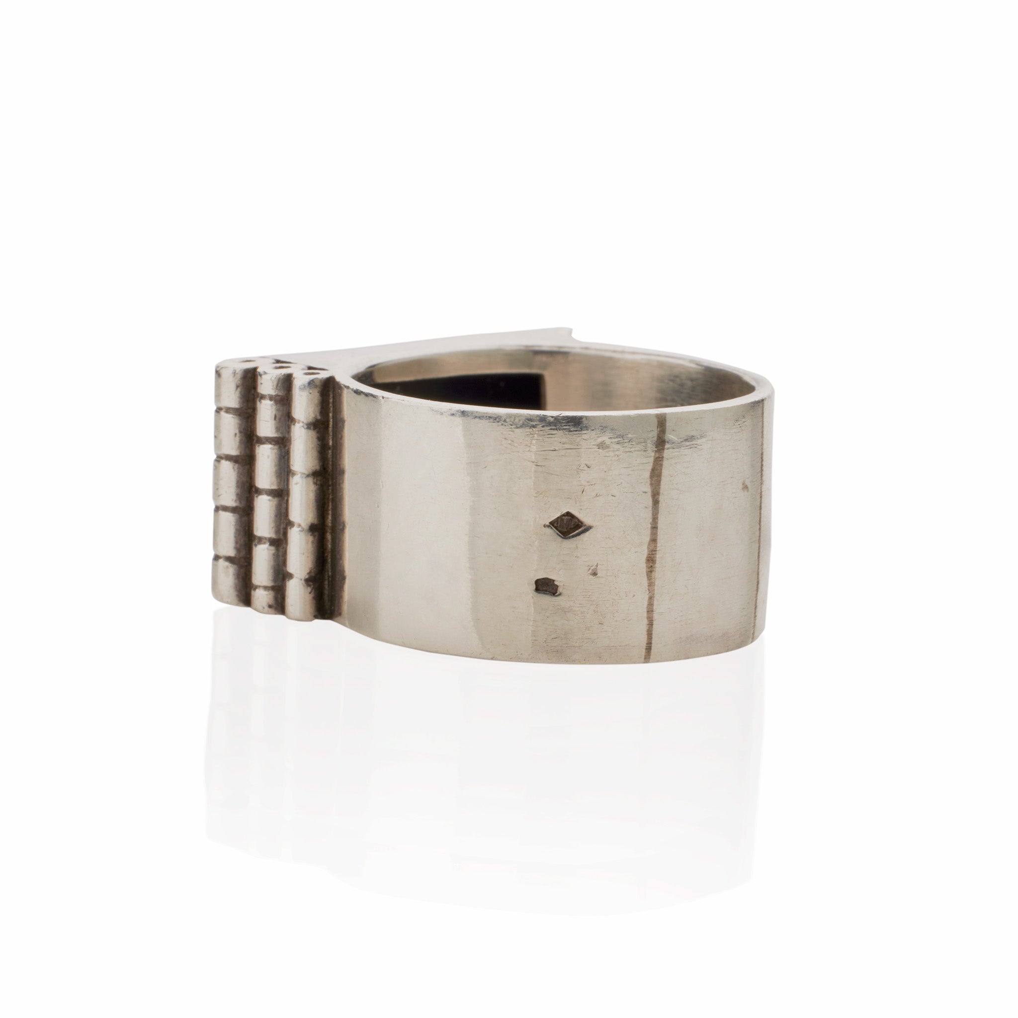 Vintage Jean Després Modernist Silver & Onyx Motor-Inspired Jewelry Ring - Art Deco Statement Piece for Women's Fashion & Special Occasions