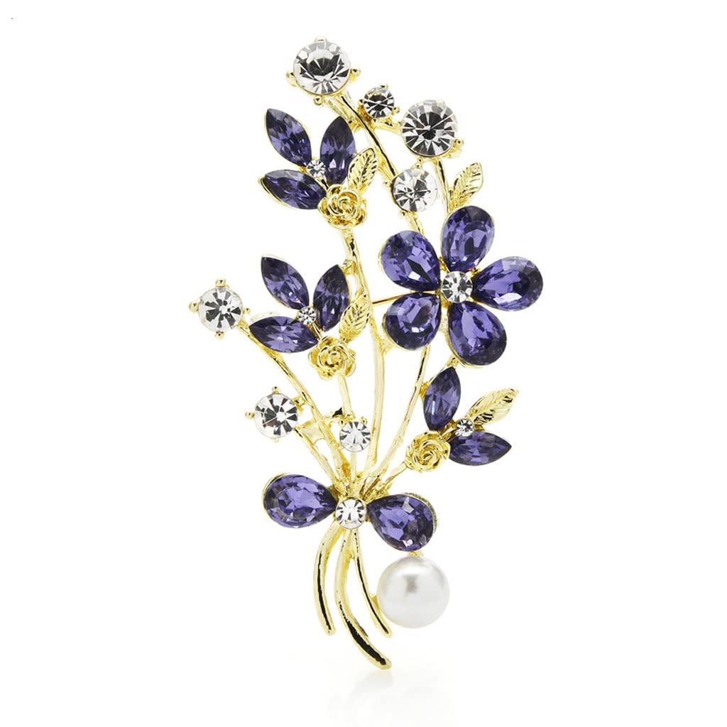 Sparkling Purple Rhinestone Flower Brooches for Women - Elegant Party, Office & Wedding Accessories - Vintage Floral Pin for Dresses, Jackets & Hats (Color A) - Perfect for Bridal, Prom & Formal Events