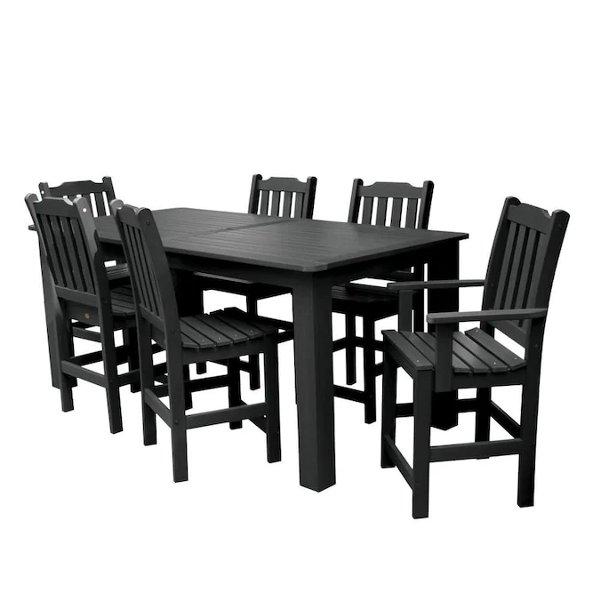 Lehigh 7-Piece Rectangular Counter Height Outdoor Dining Set - Patio, Garden, Backyard Furniture for Dining & Entertaining