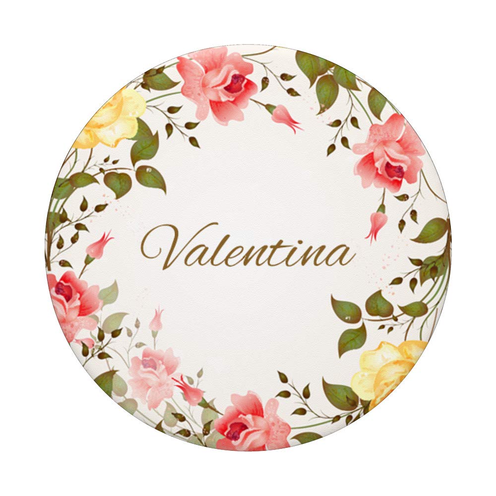 Valentina Floral Personalized PopSocket - Custom Name PopGrip for iPhone, Samsung & Tablets - Swappable Phone Stand & Grip - Perfect Gift for Birthdays, Valentines Day & Special Occasions