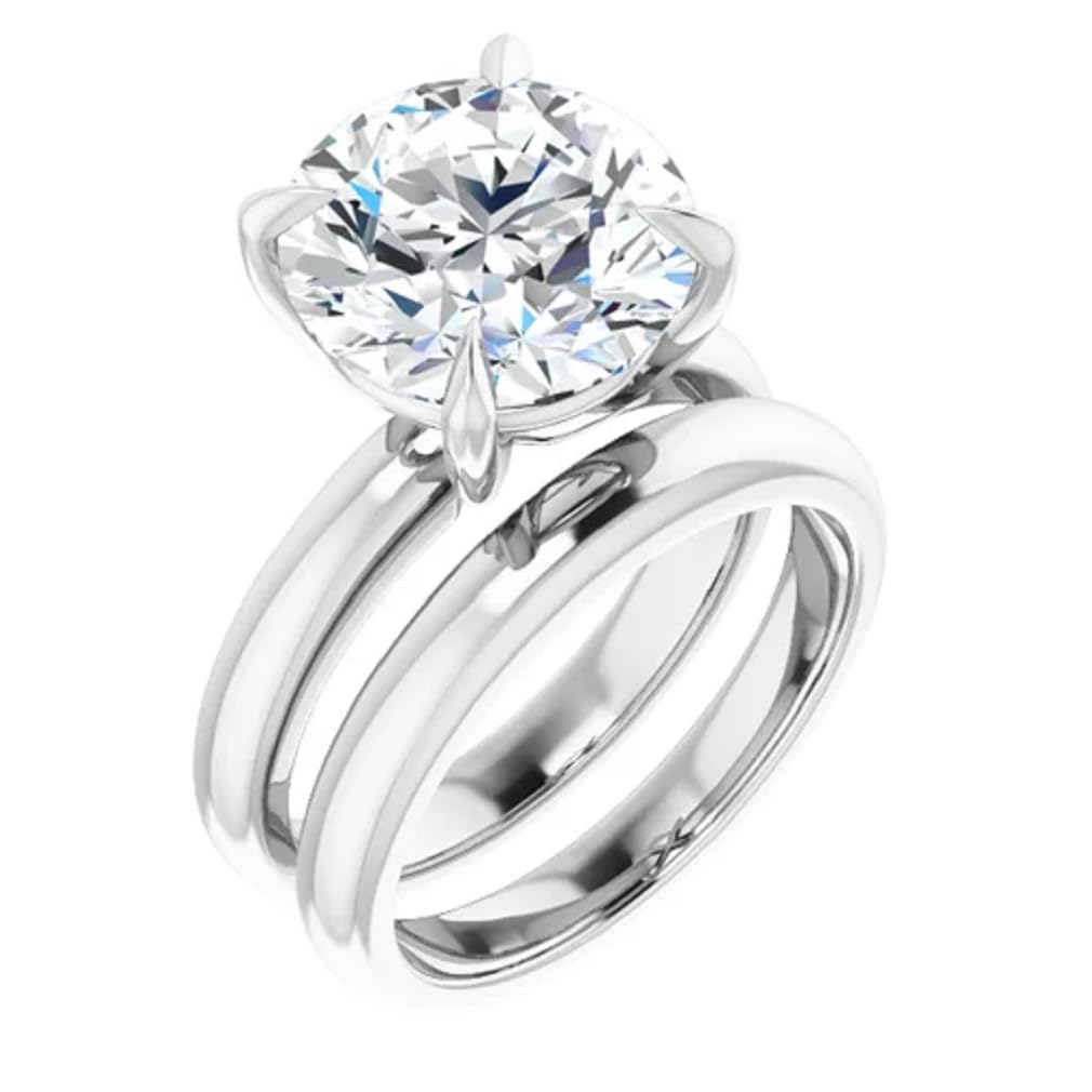 5.00 CT Round Moissanite Diamond Engagement Ring Set for Women - Petite Halo Vine Wedding Band, Bridal Promise & Anniversary Rings (Size 8.5) | Perfect for Proposals, Vow Renewals & Special Occasions