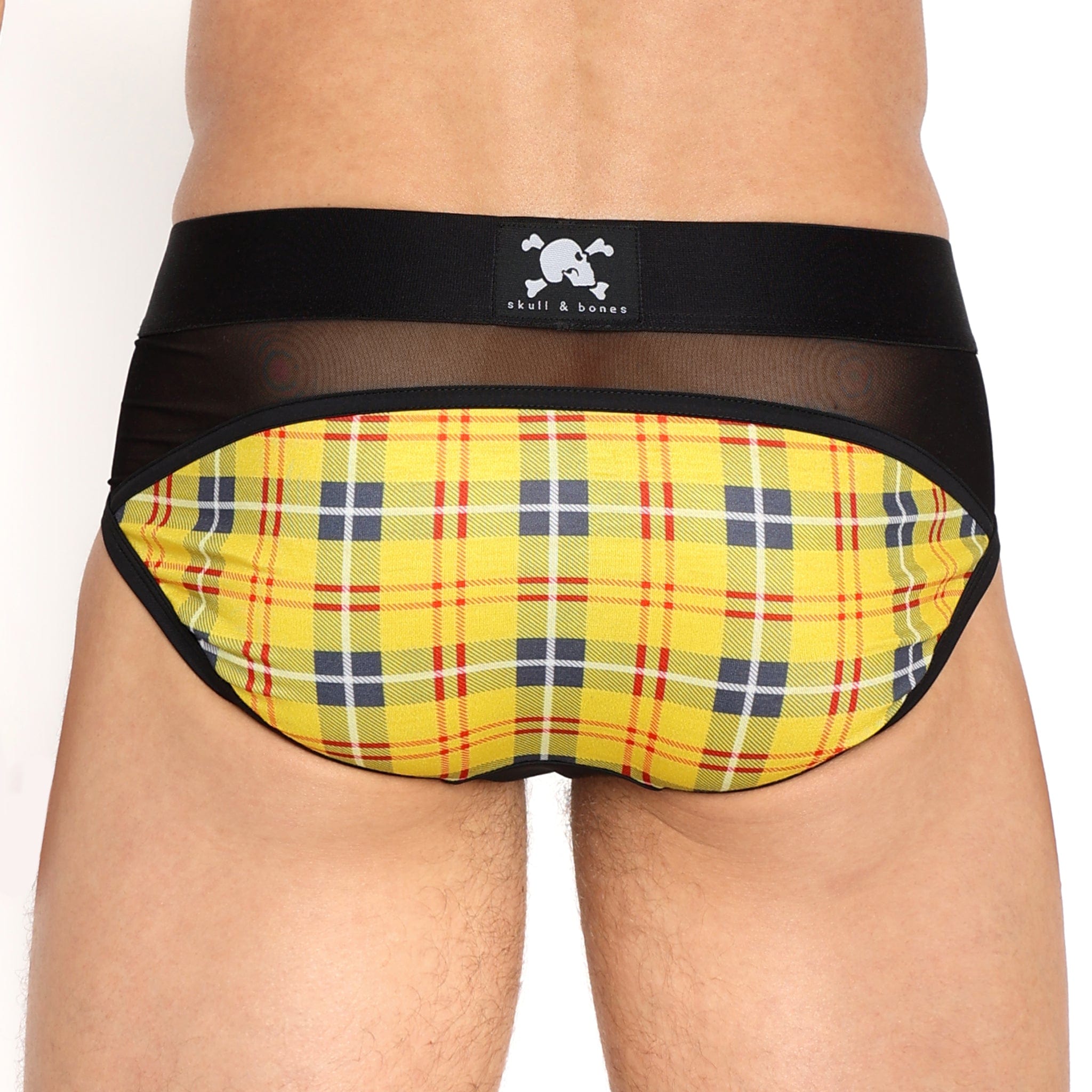 Yellow Tartan Sheer Mesh Brief - Sexy Lingerie for Women, Comfortable Underwear with Breathable Fabric, Perfect for Valentine's Day Gift, Date Night or Boudoir Photography
