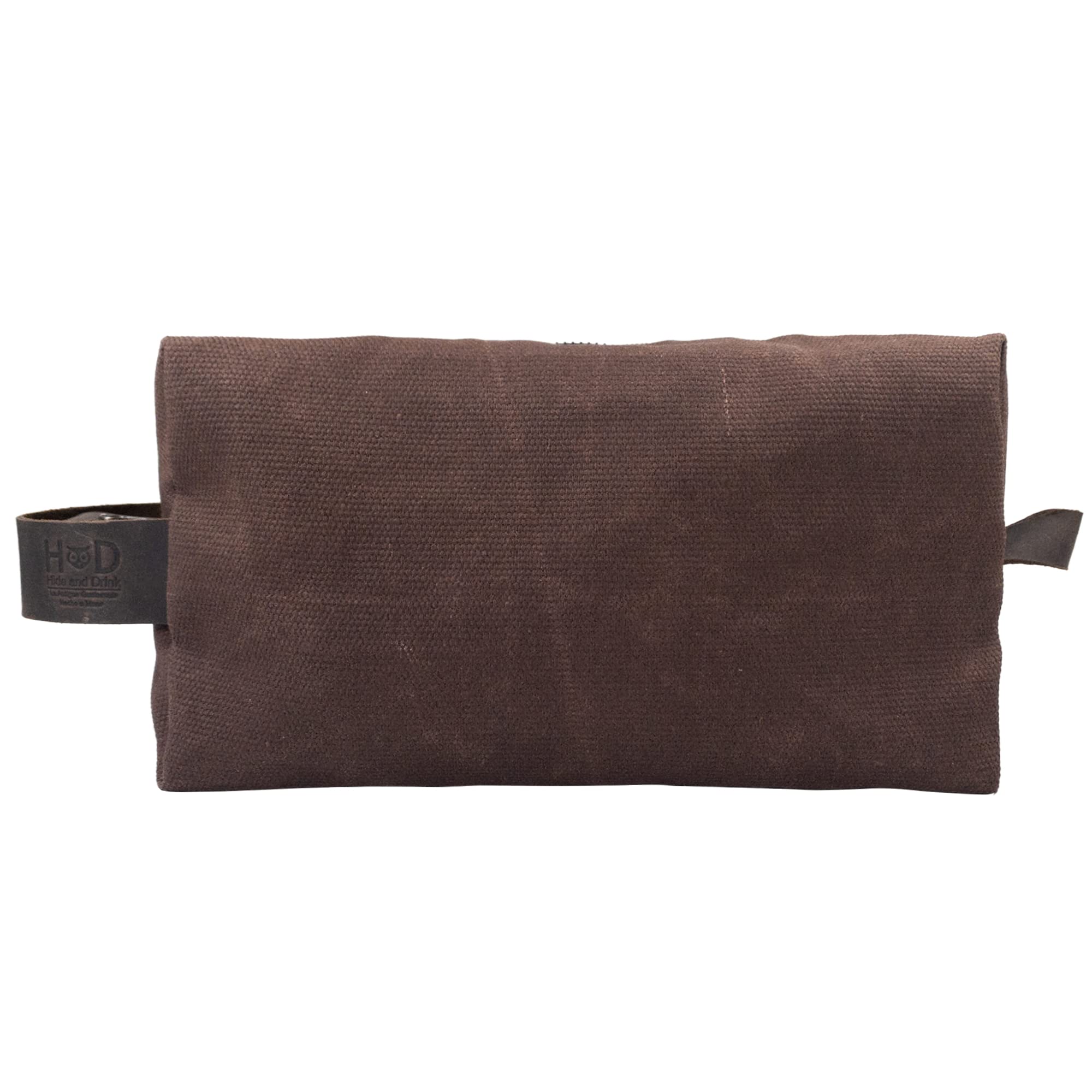 Hide & Drink Waxed Canvas Toiletry Bag - Handmade Rustic Travel Dopp Kit for Men & Women, Compact Toiletries Organizer for Gym, Camping & Business Trips - Honey Bourbon Color