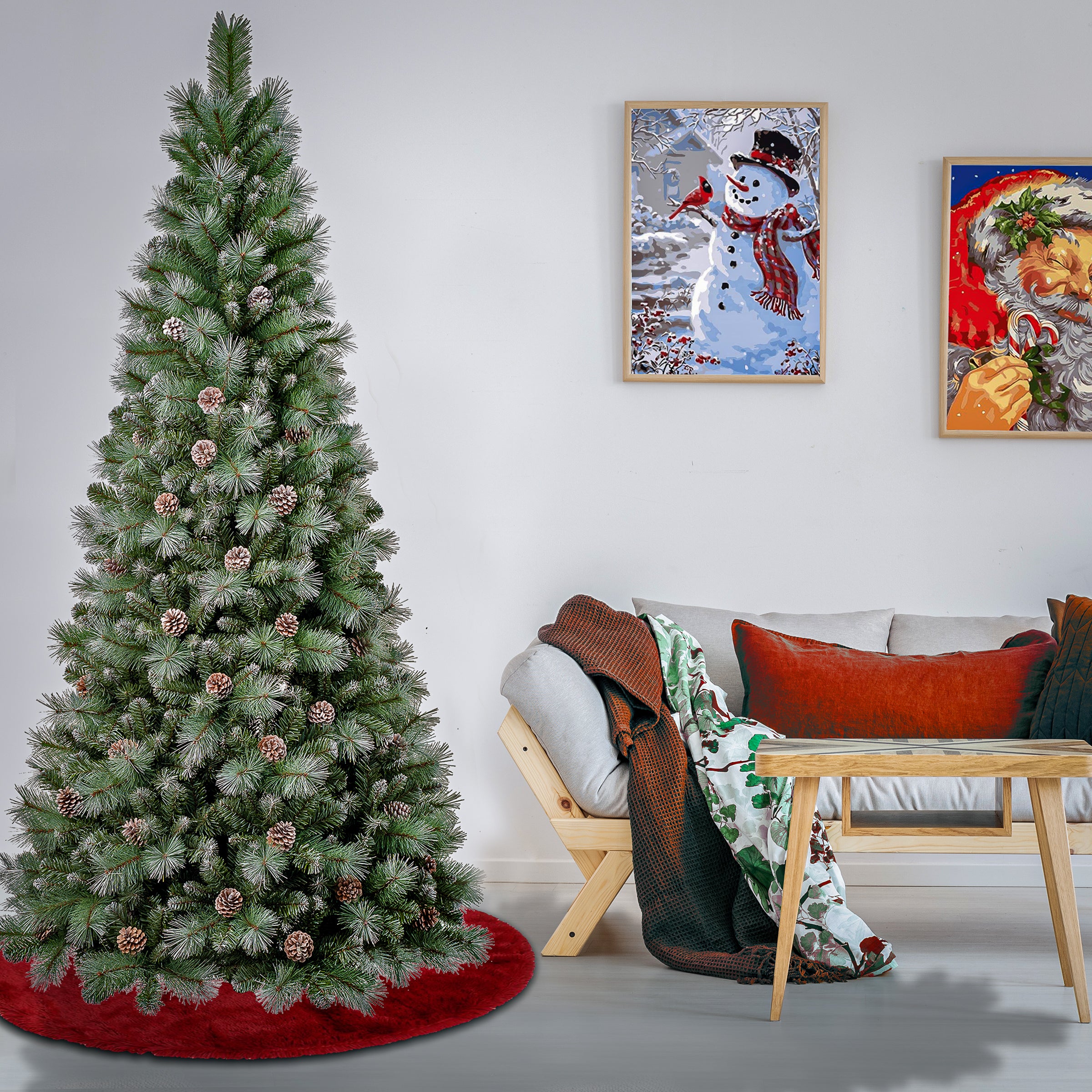 7.5 ft. Perry Mixed Pine Artificial Christmas Tree - Premium Realistic Holiday Decor for Home, Office & Party | Flocked & Unlit