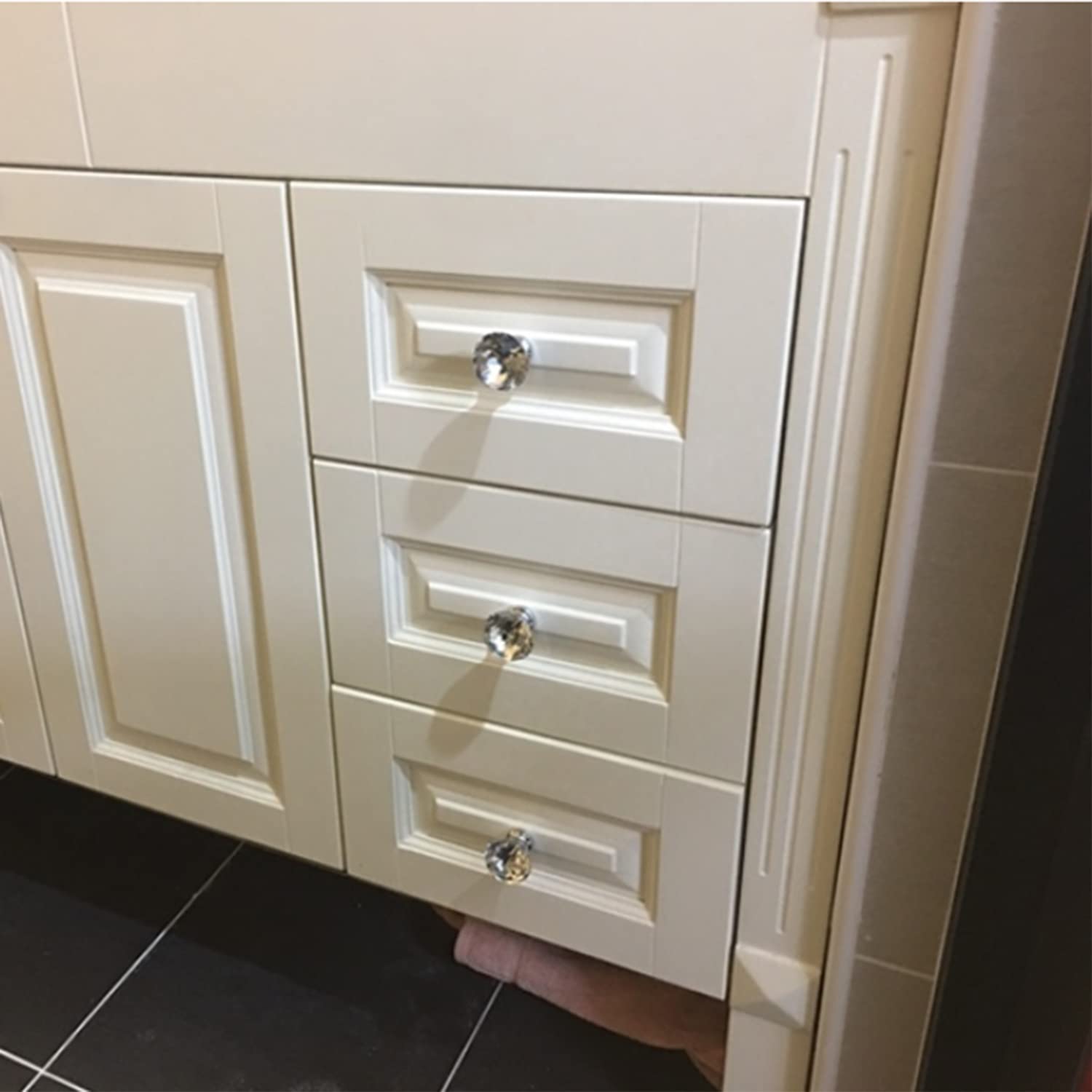 4Pcs MroMax Acrylic Pull Handles - Silver Base Cabinet Knobs for Drawers, Cupboards, Dressers, Bookcases & Wardrobes | Durable Plastic Hardware for Home & Office Furniture
