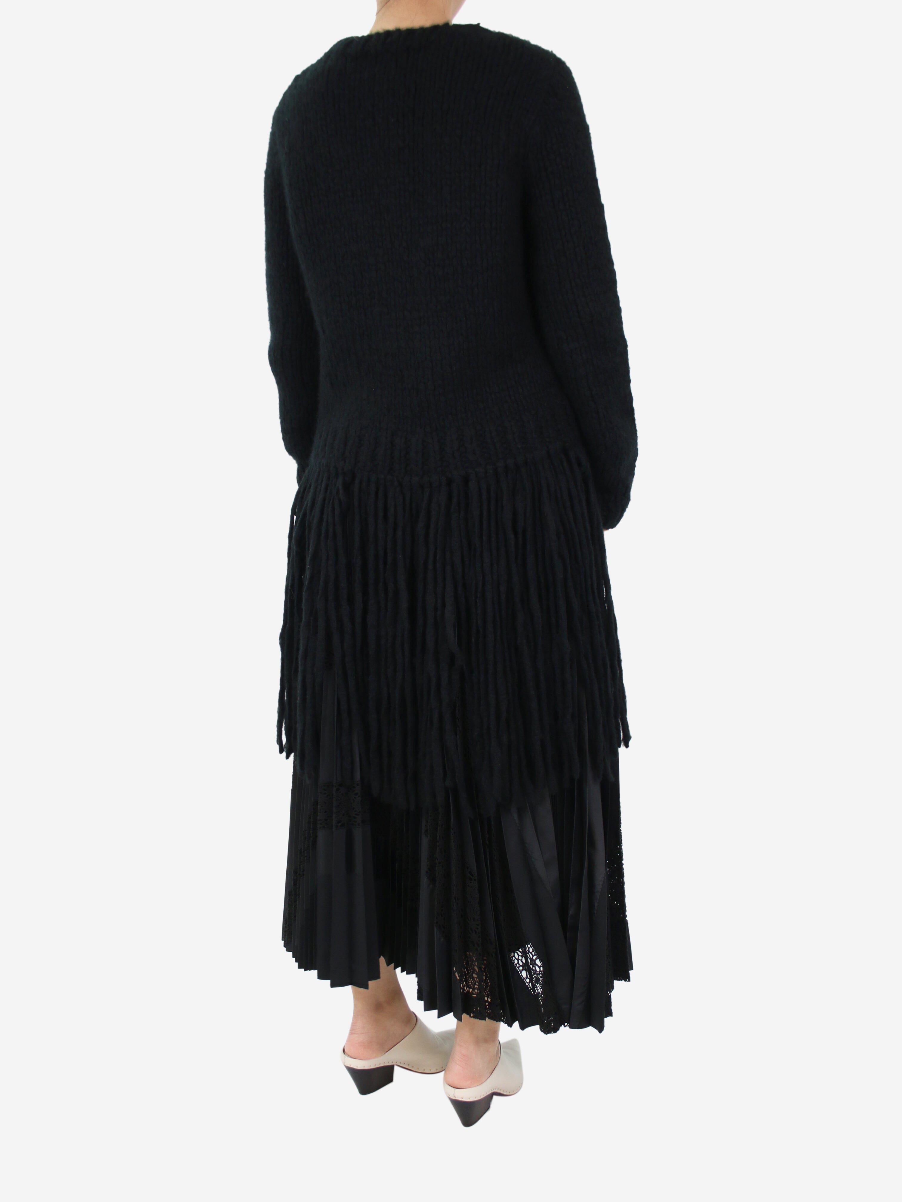 Luxury Black Cashmere Fringed Sweater for Women - Size S - Soft & Warm Winter Pullover for Office, Date Night & Holiday Outfits
