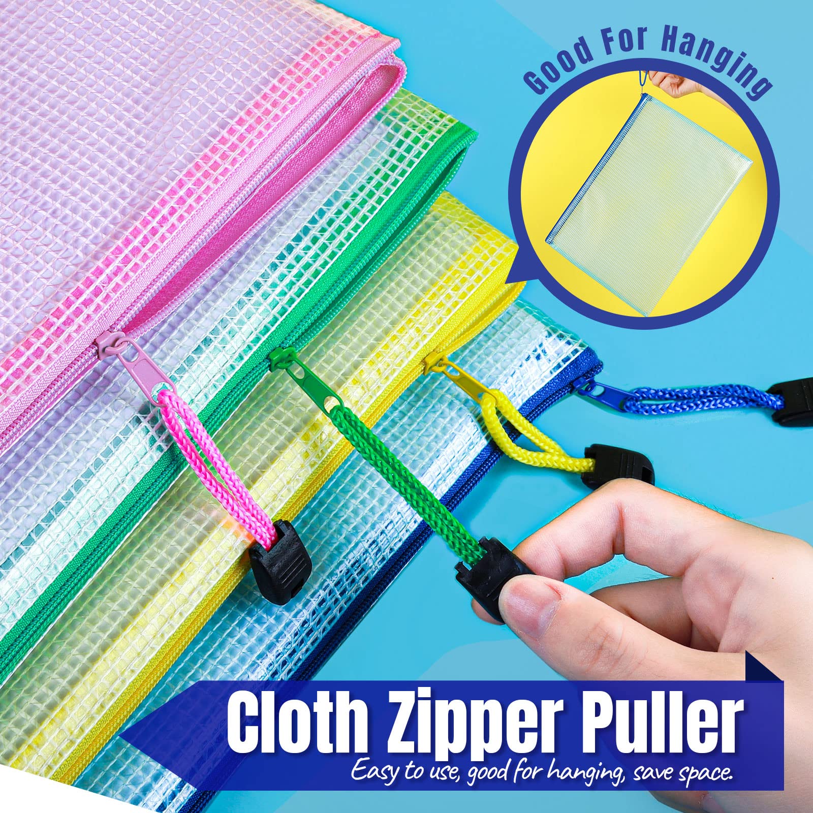 LEOBRO 20PCS A4 Letter Size Mesh Zipper Pouch - Waterproof Plastic Document Bags with Zipper for File Organization, Travel Storage, Office Supplies & School Essentials | Perfect for Business Trips, Home Filing & Craft Supplies Storage